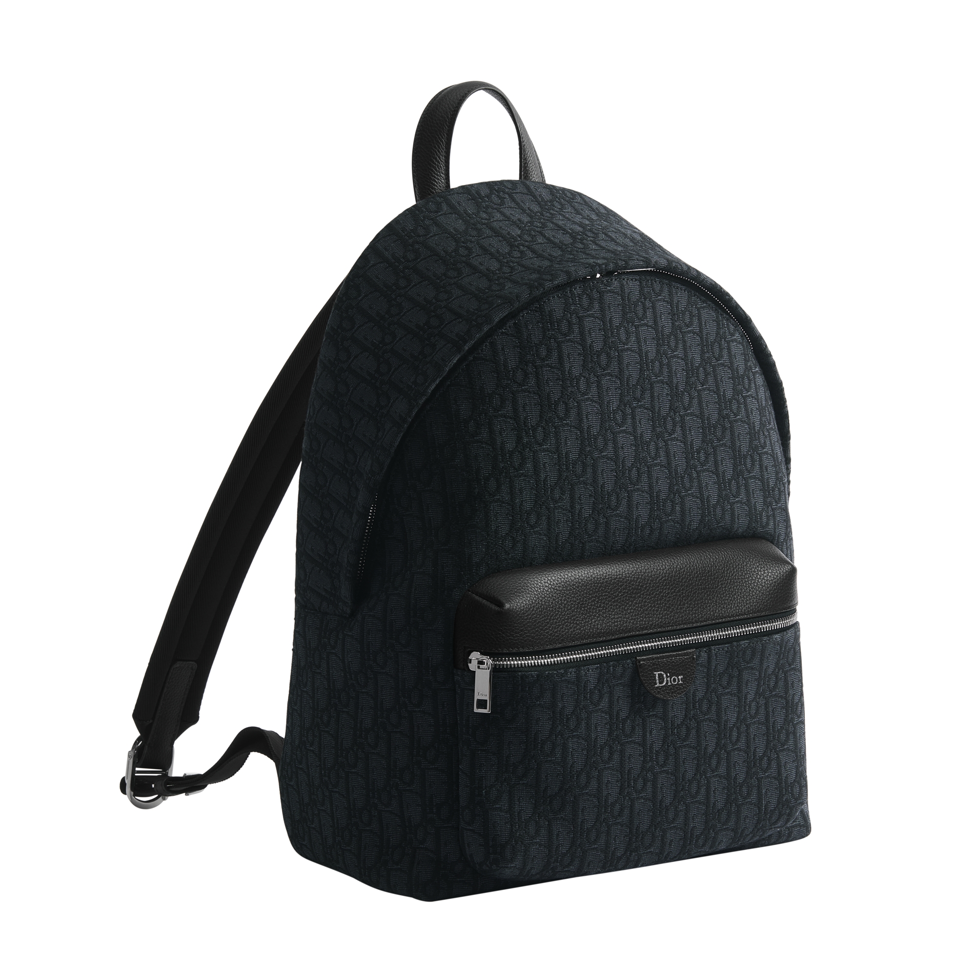 Rider Zipped Backpack Black Dior Oblique Jacquard and Black Grained Calfskin E03