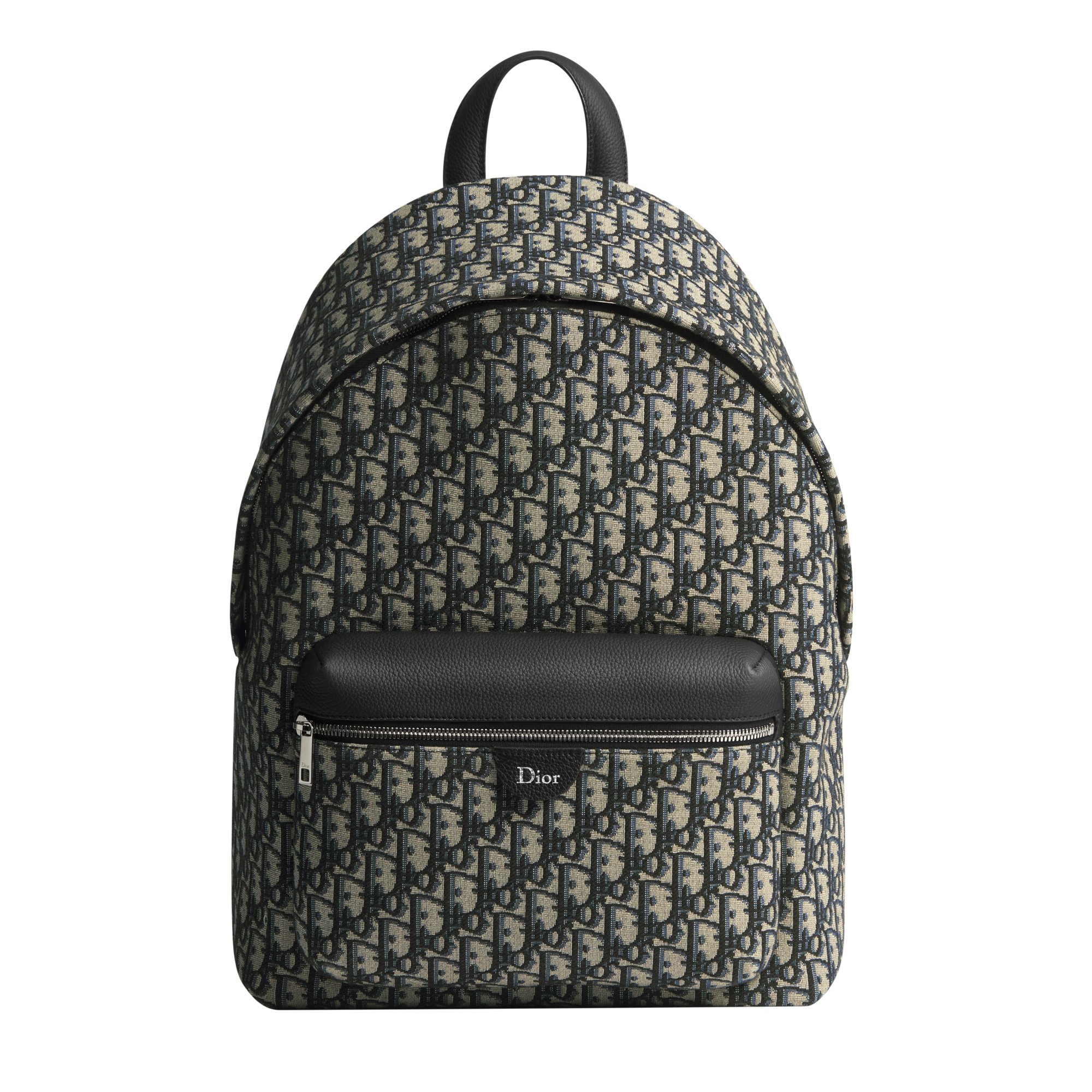  Beige and Black Dior Oblique Jacquard with Black Grained Calfskin