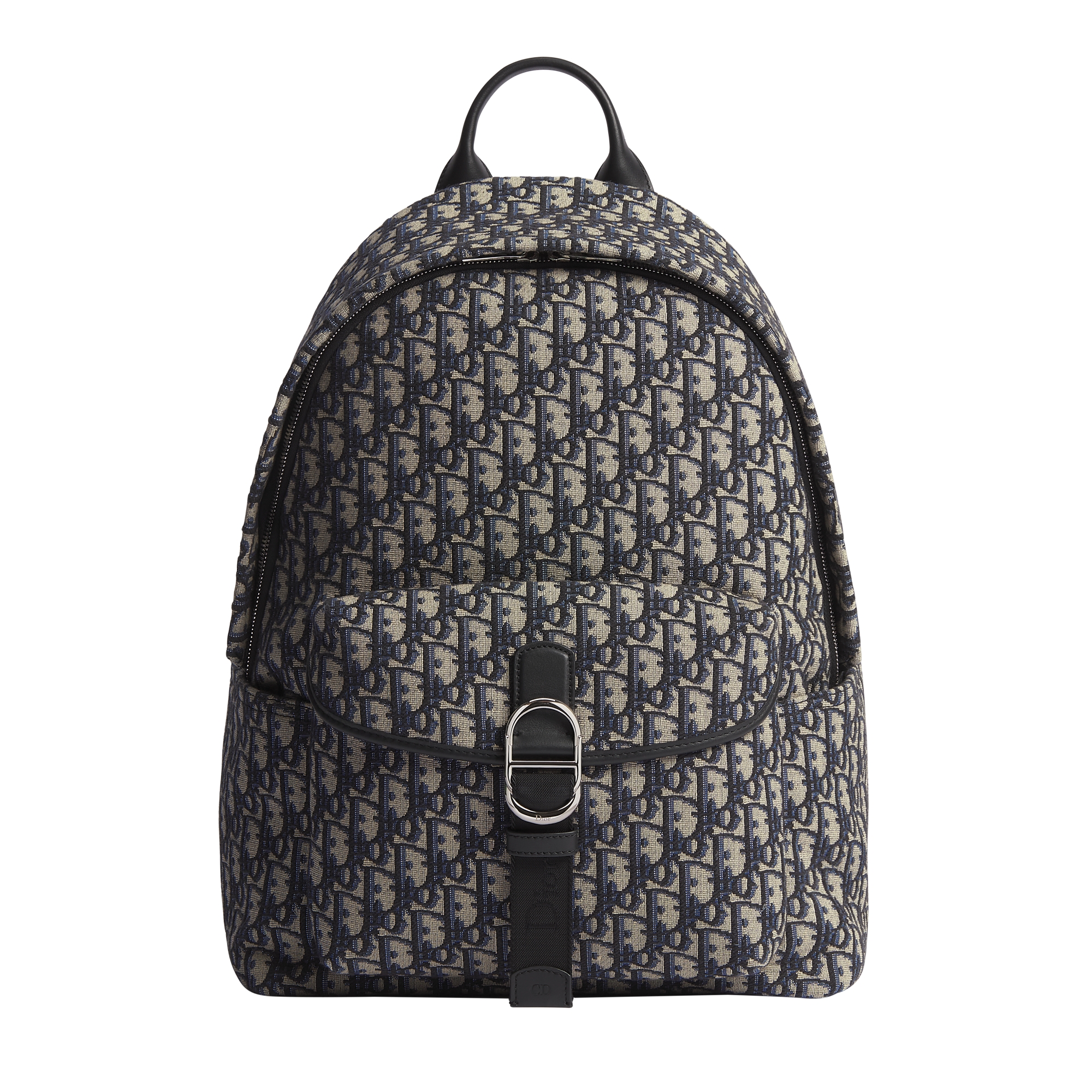 Dior Jett Zipped Backpack Beige and Black Dior Oblique Jacquard E01