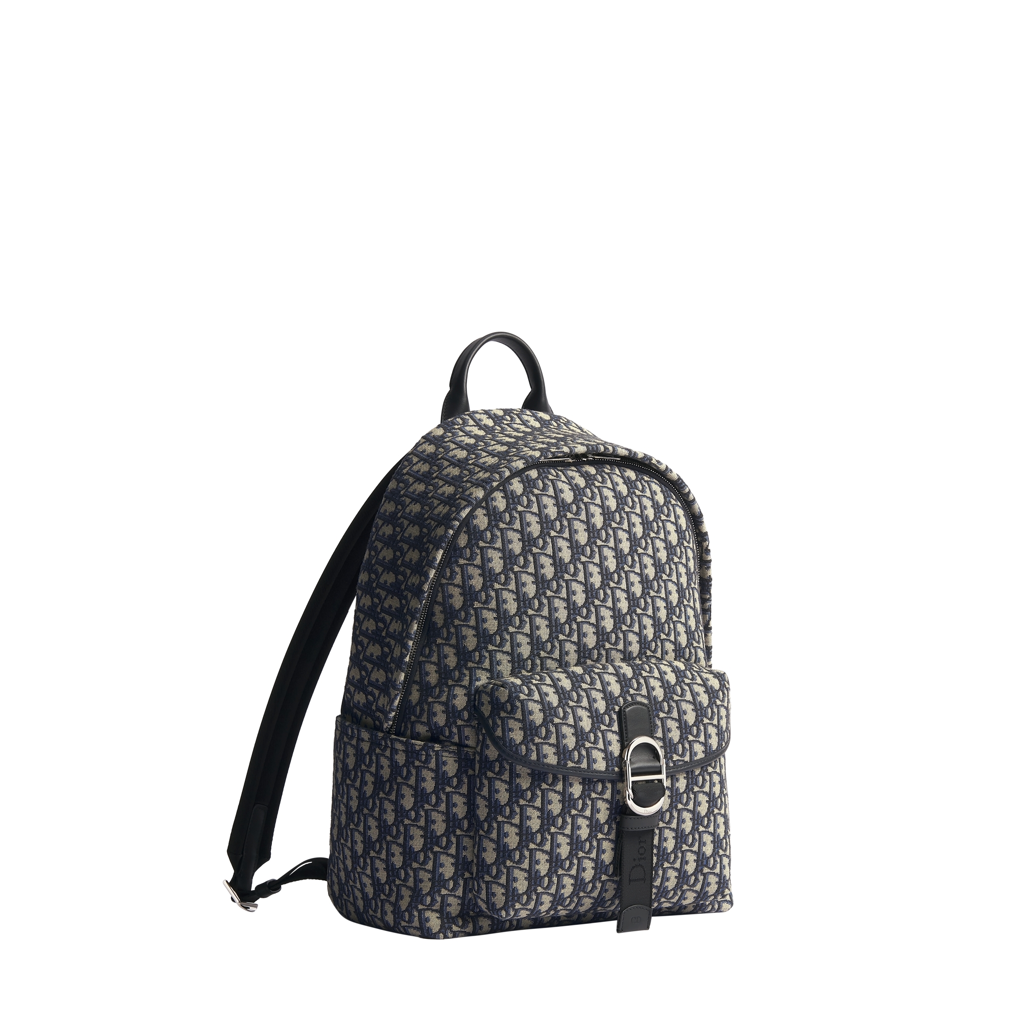 Dior Jett Zipped Backpack Beige and Black Dior Oblique Jacquard E03