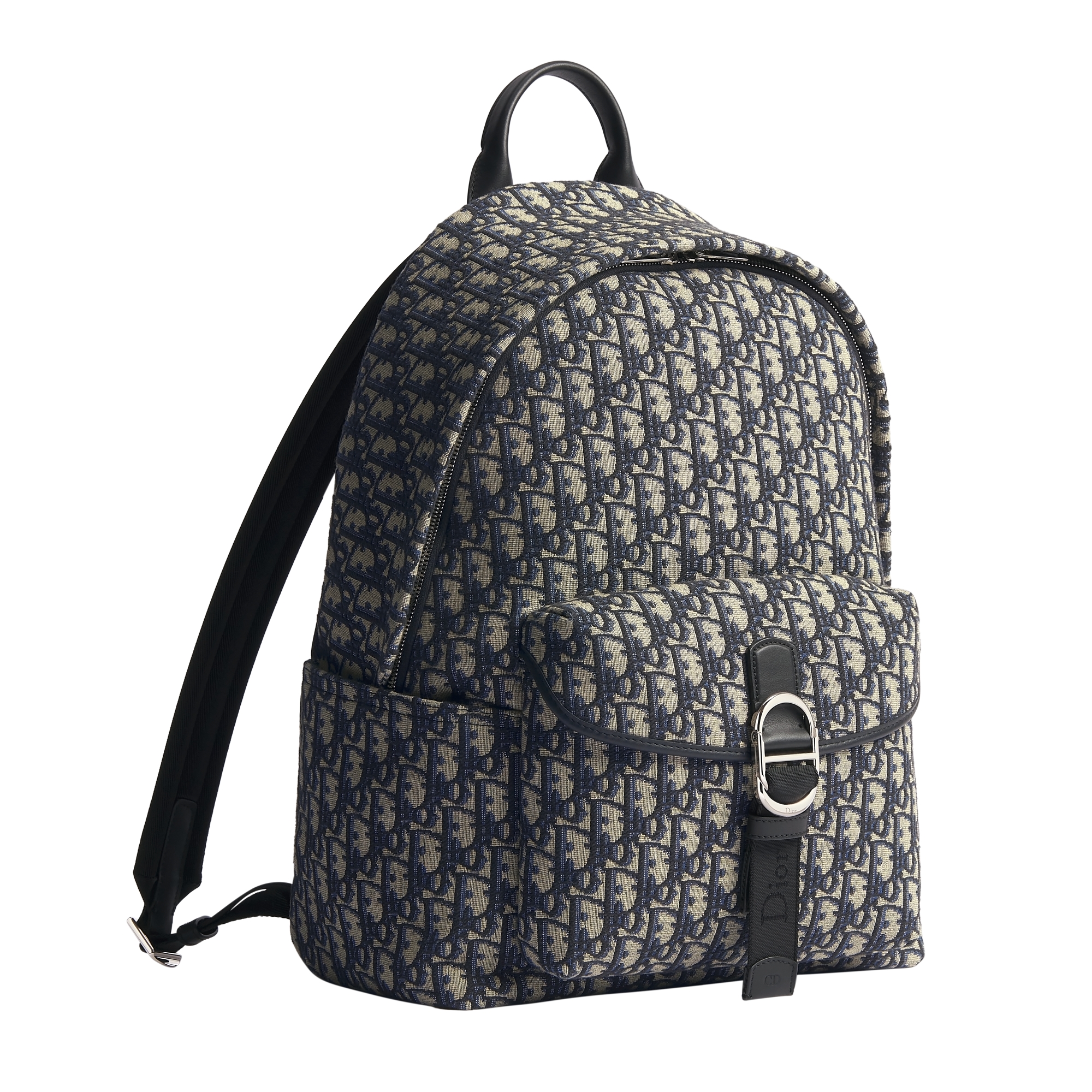 Dior Jett Zipped Backpack Beige and Black Dior Oblique Jacquard E03