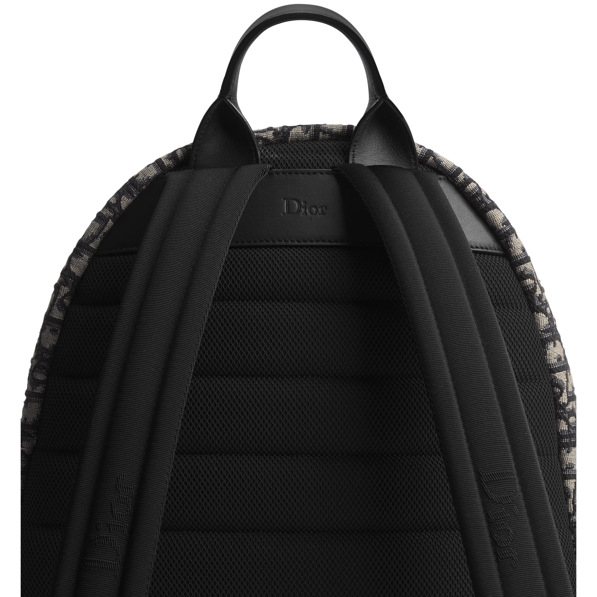 Dior Jett Zipped Backpack Beige and Black Dior Oblique Jacquard E08