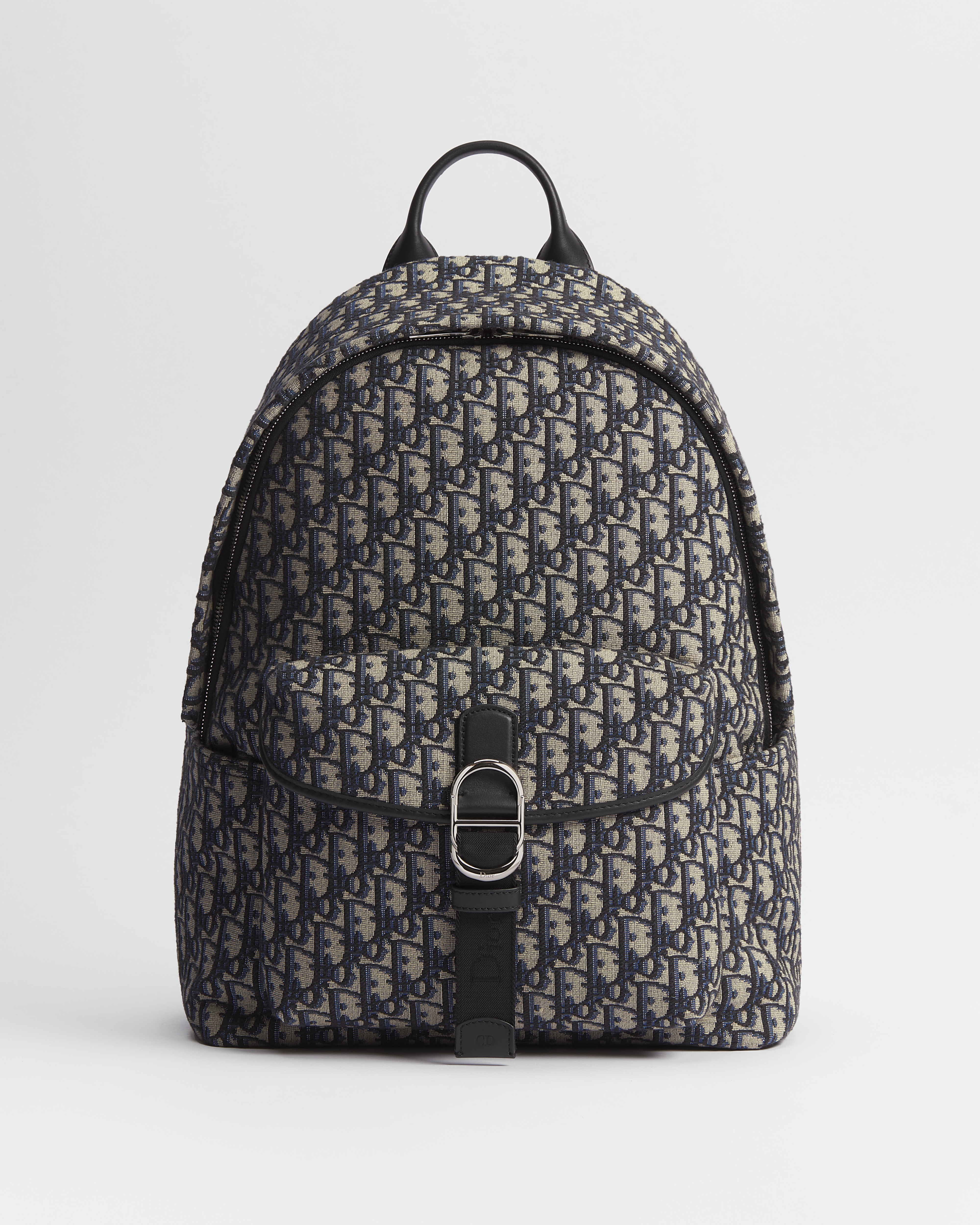 Dior Jett Zipped Backpack Beige and Black Dior Oblique Jacquard E01