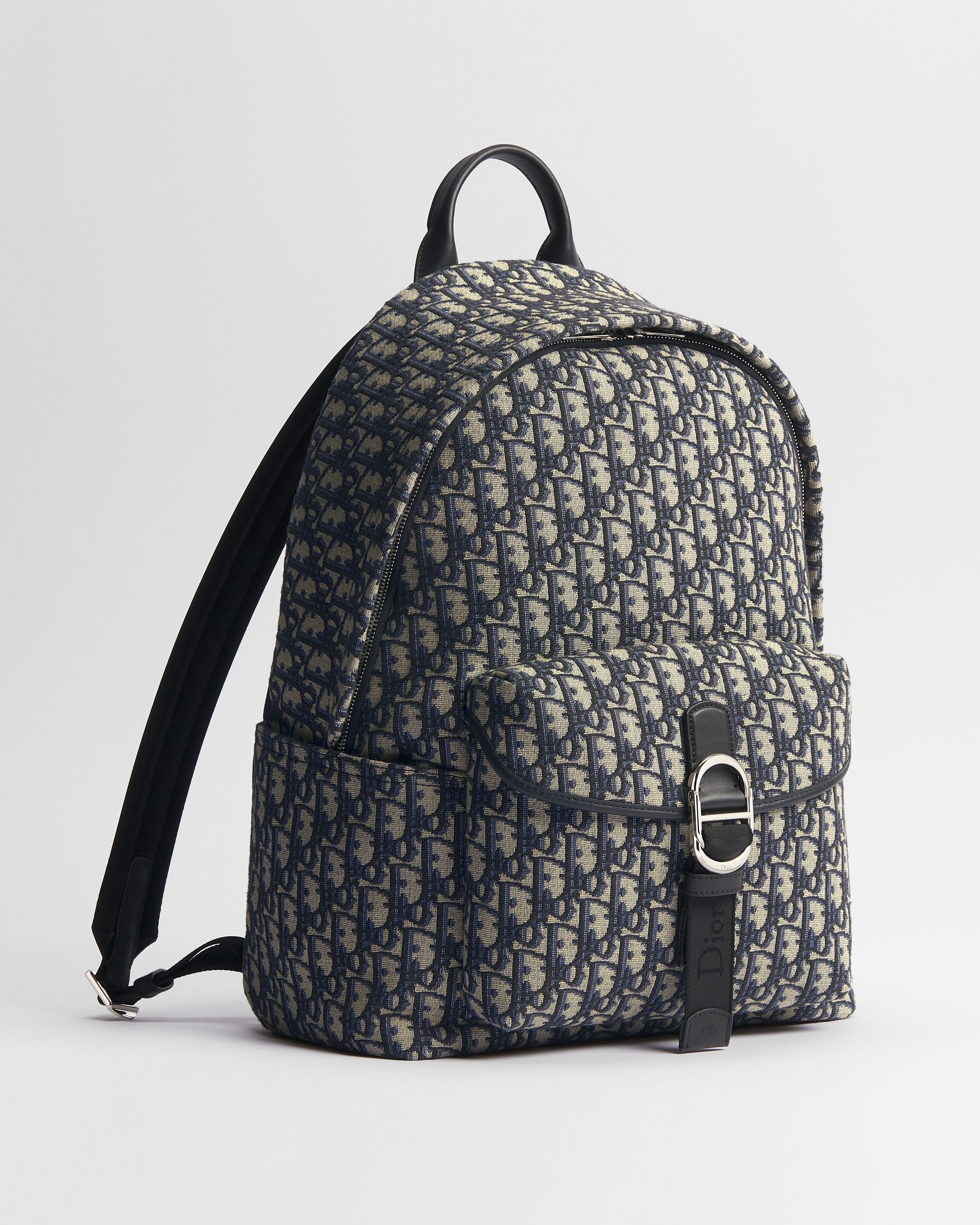 Dior Jett Zipped Backpack Beige and Black Dior Oblique Jacquard E03