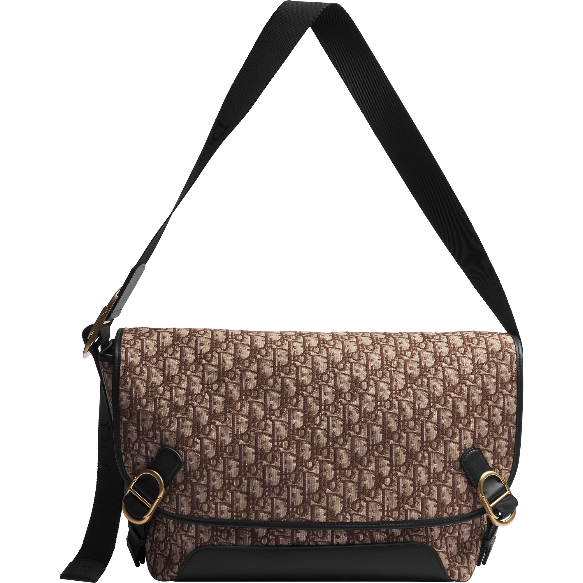 Large Dior Jett Messenger Bag with Flap Brown Dior Oblique Jacquard E07
