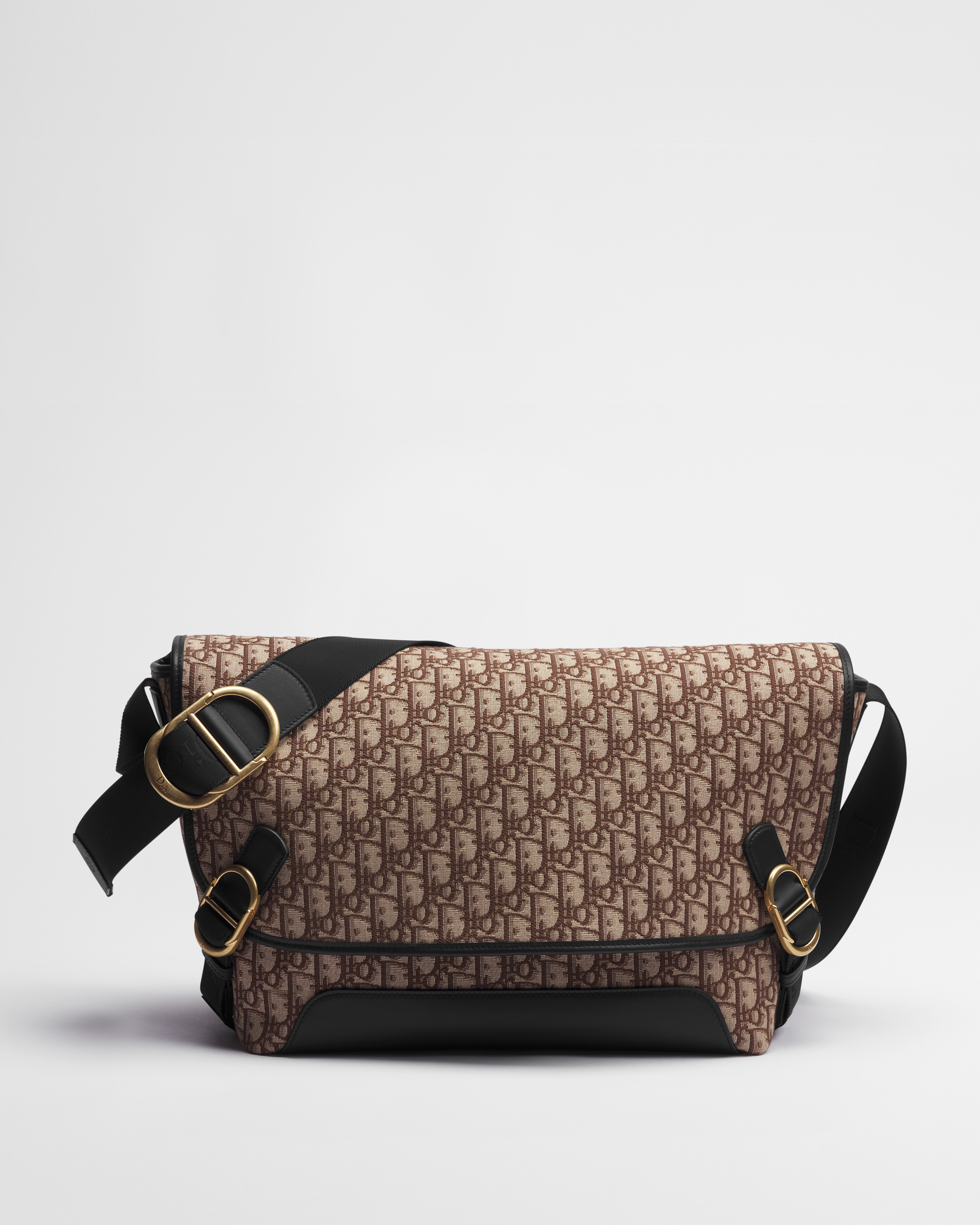 Large Dior Jett Messenger Bag with Flap Brown Dior Oblique Jacquard E01