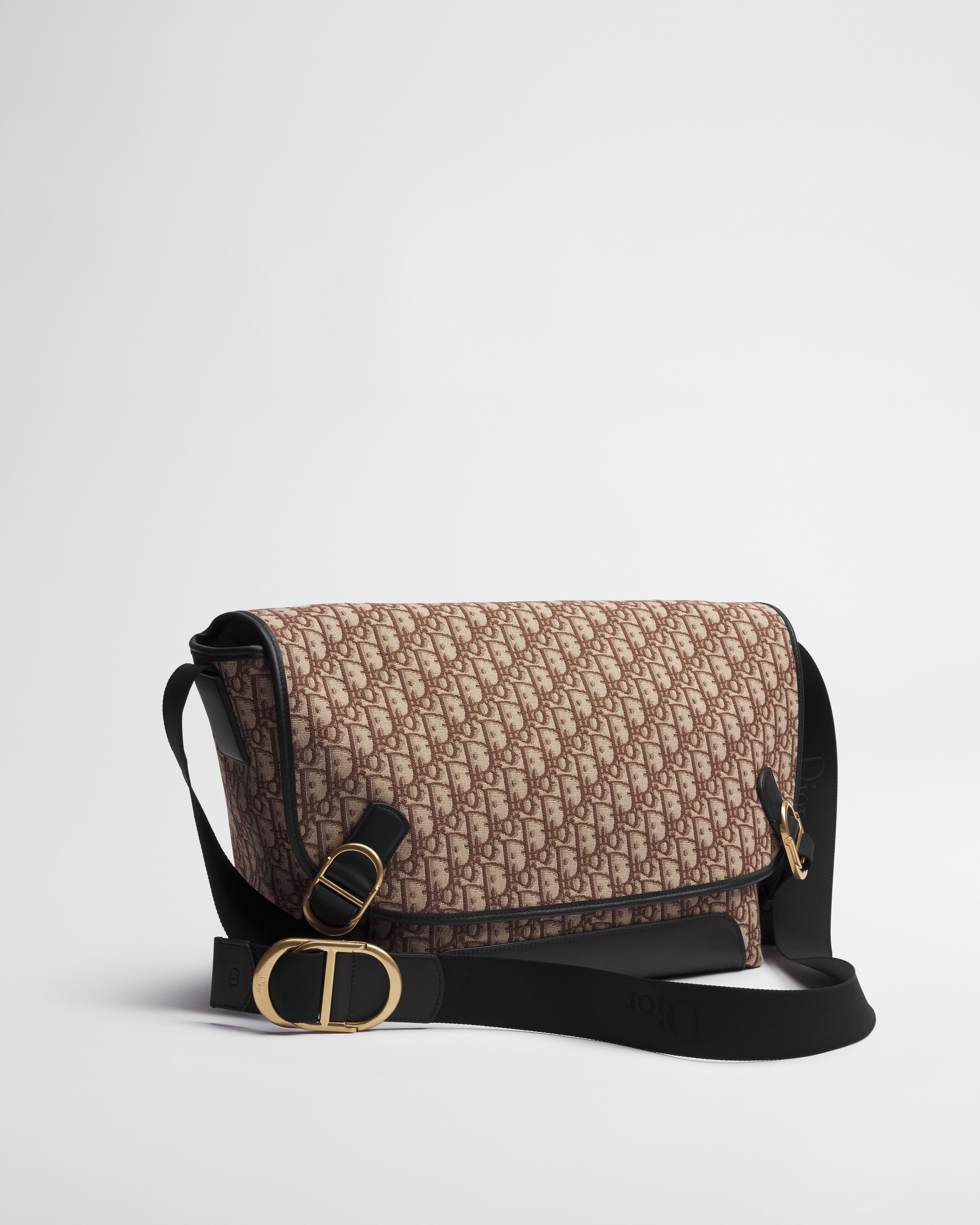 大号 Dior Jett 翻盖信使包 棕色 Oblique 印花面料 E03