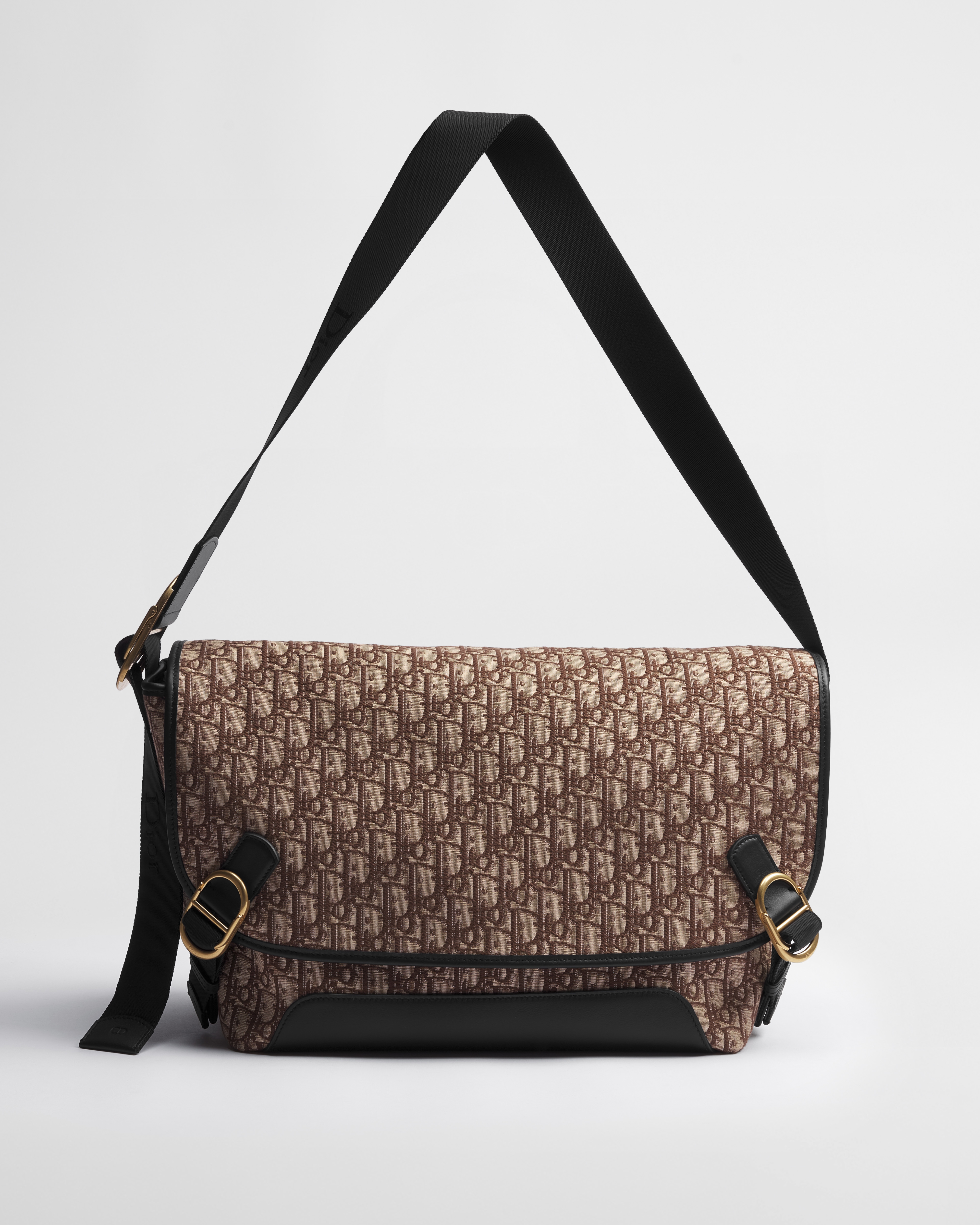 Large Dior Jett Messenger Bag with Flap Brown Dior Oblique Jacquard E07