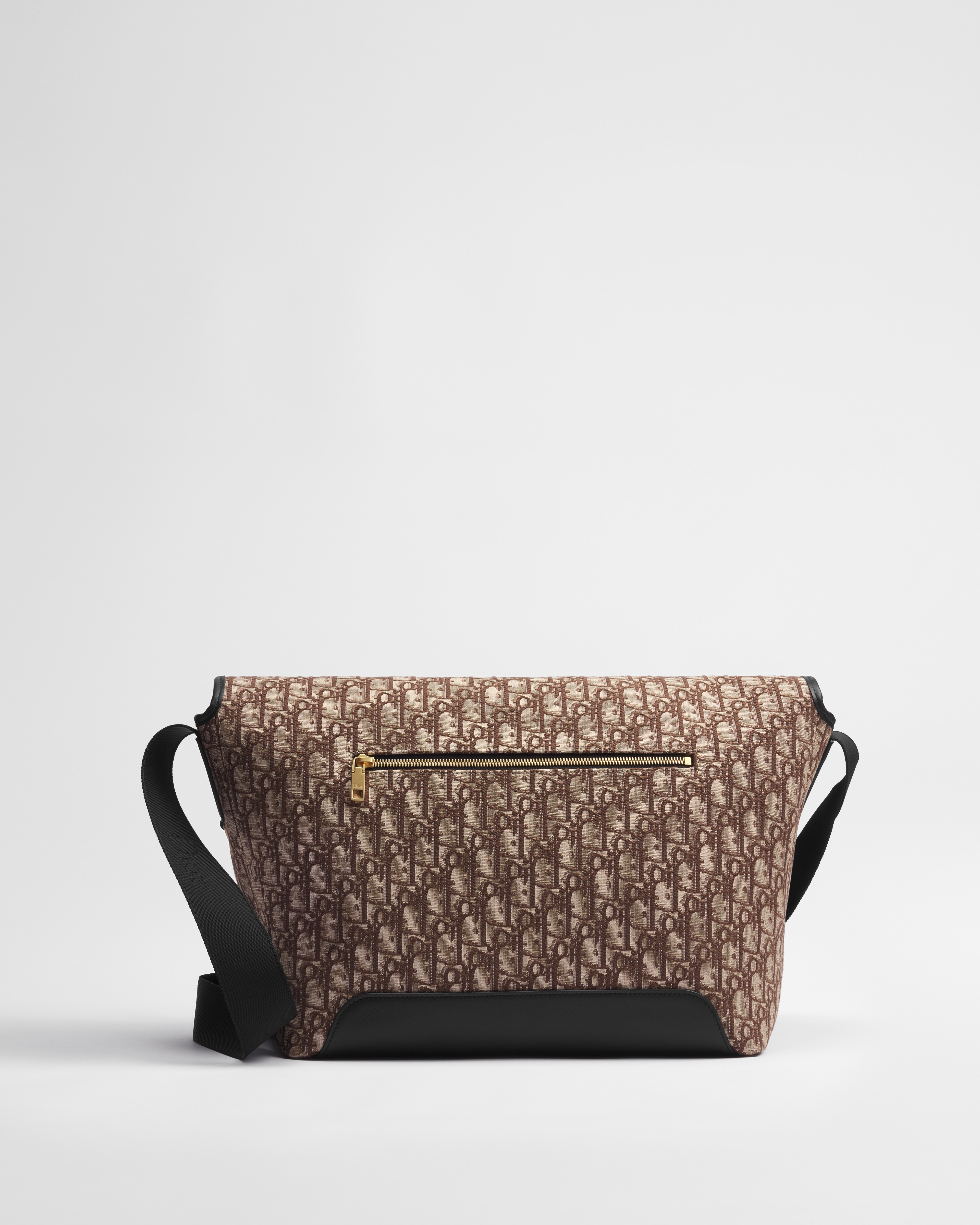 大号 Dior Jett 翻盖信使包 棕色 Oblique 印花面料 E08