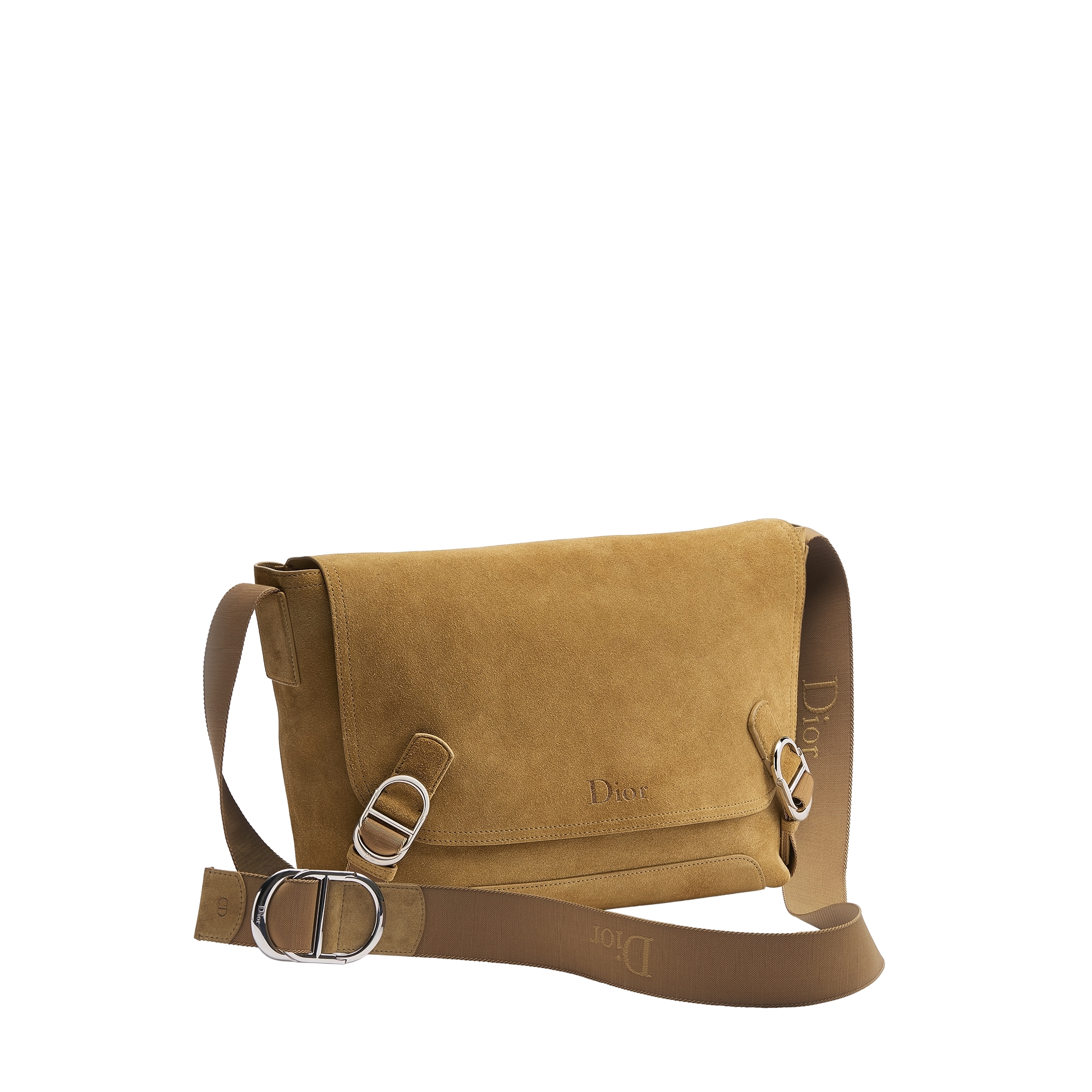 Medium Dior Jett Messenger Bag with Flap Brown Suede E03