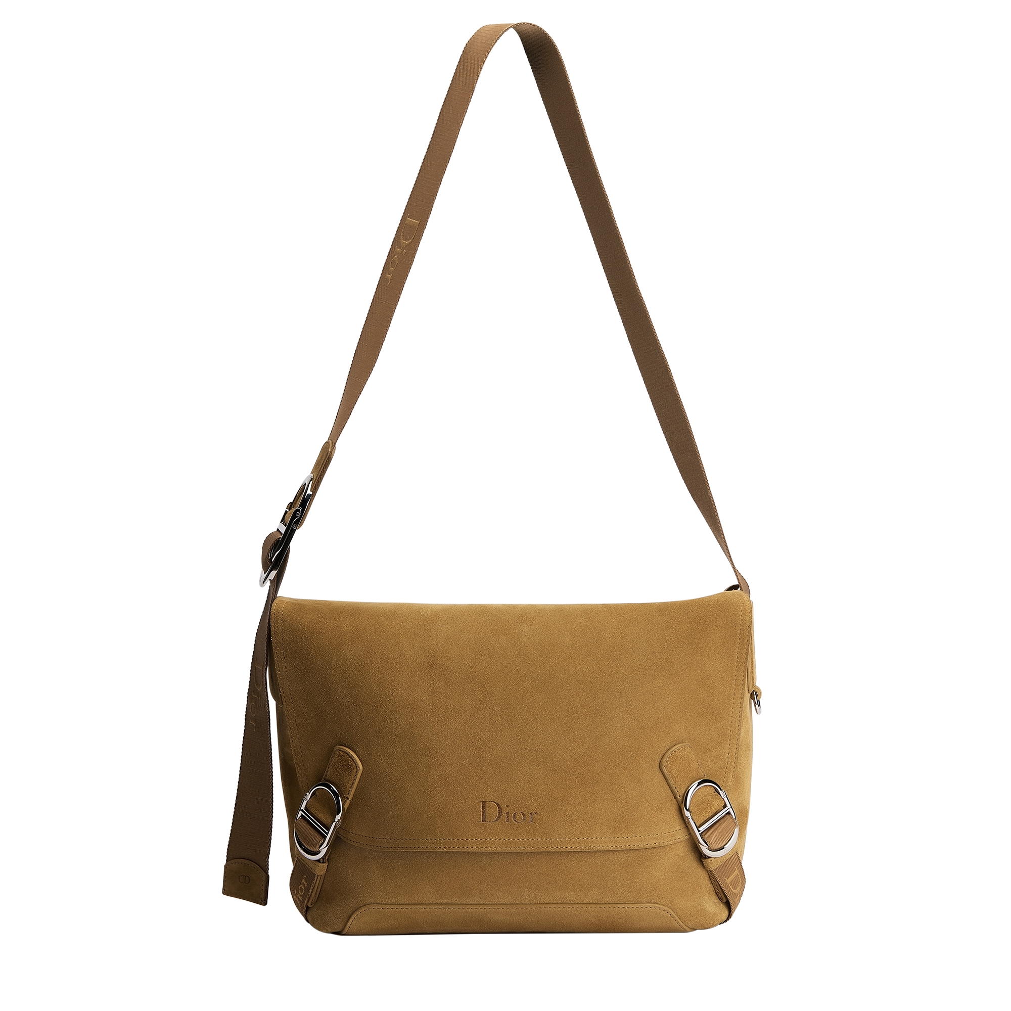 Medium Dior Jett Messenger Bag with Flap Brown Suede E07