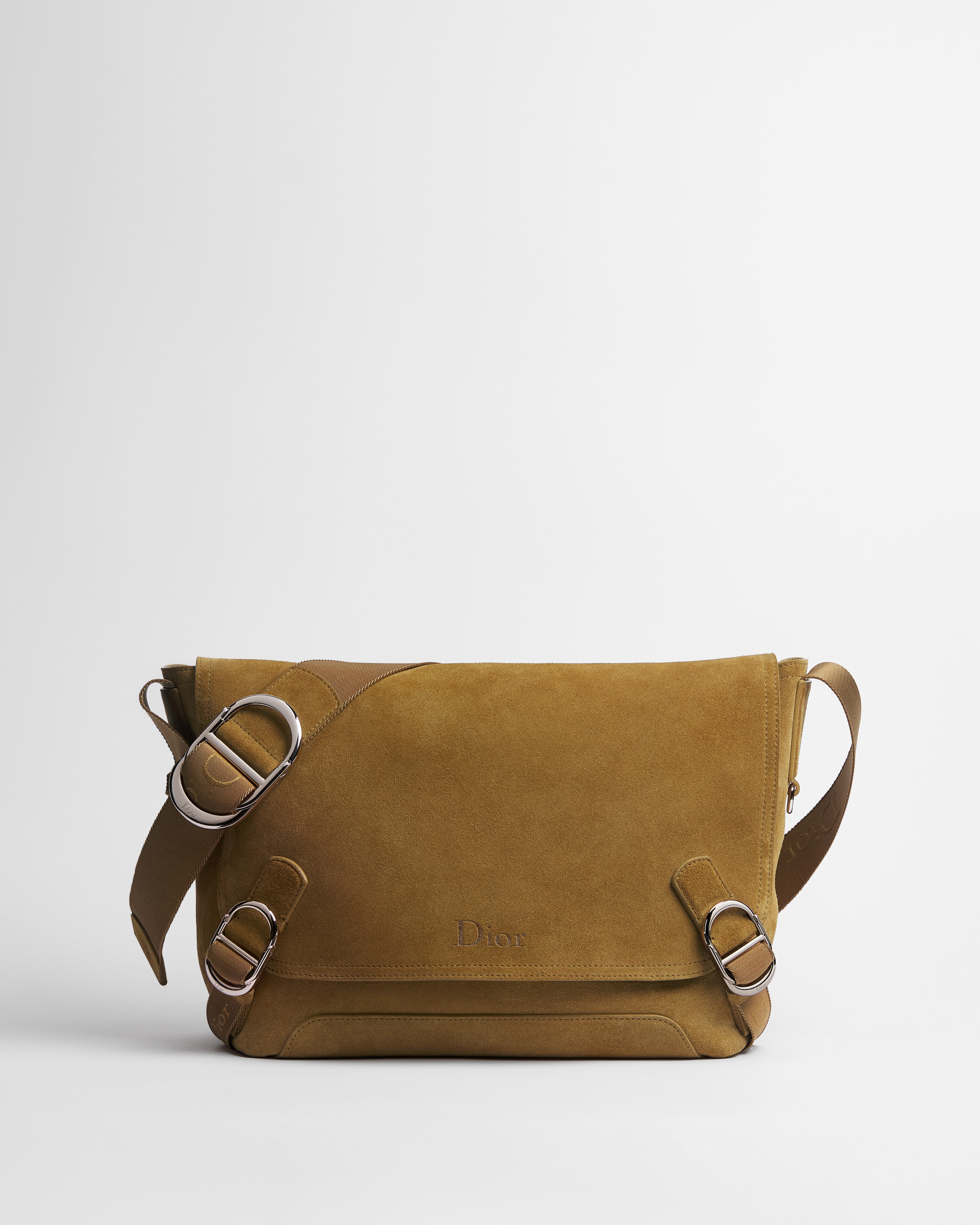 Bolso messenger Dior Jett con solapa mediano Ante de piel de becerro marrón E01