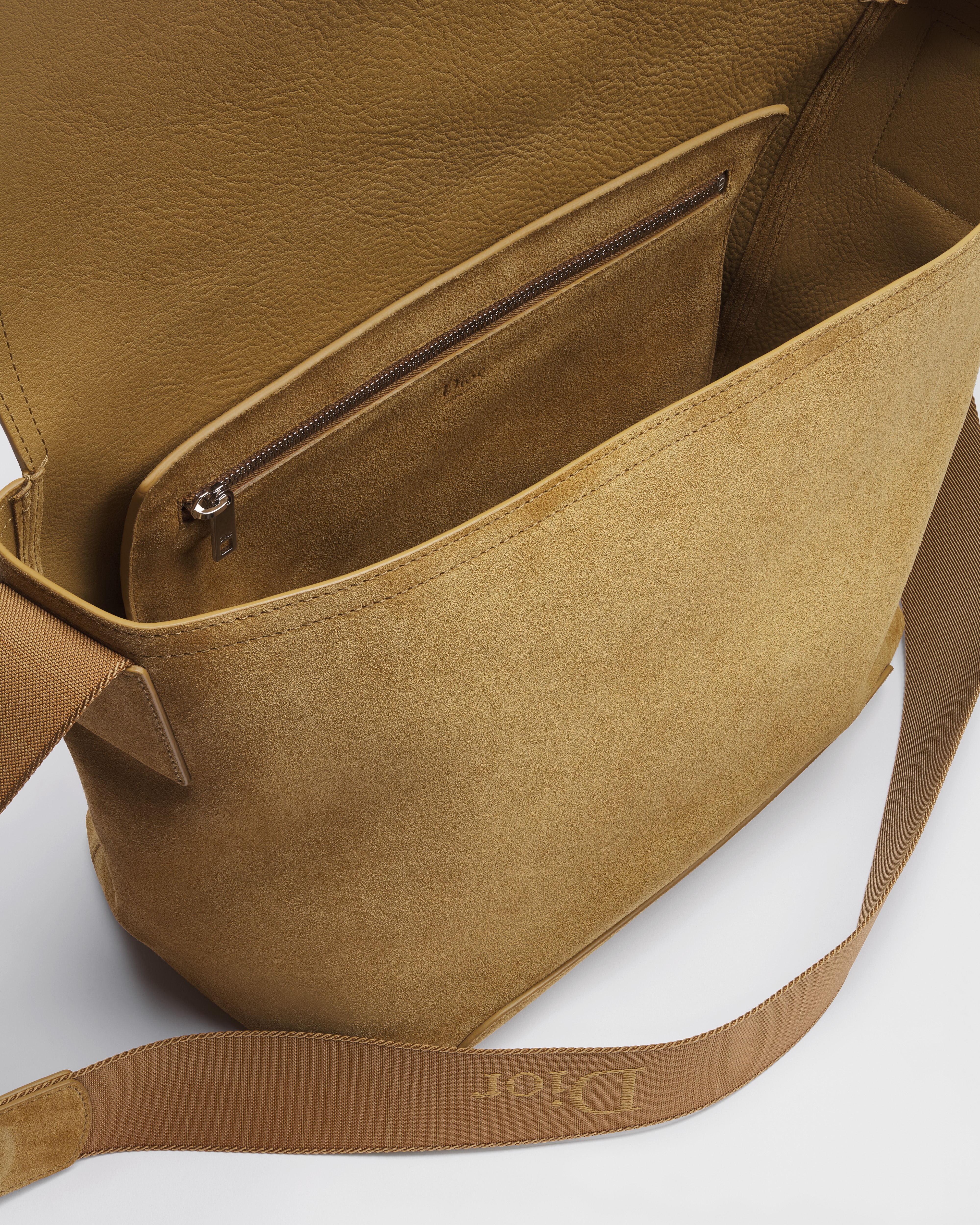 Mittelgroße Dior Jett Messenger Tasche mit Umschlagklappe Veloursleder in Braun E06