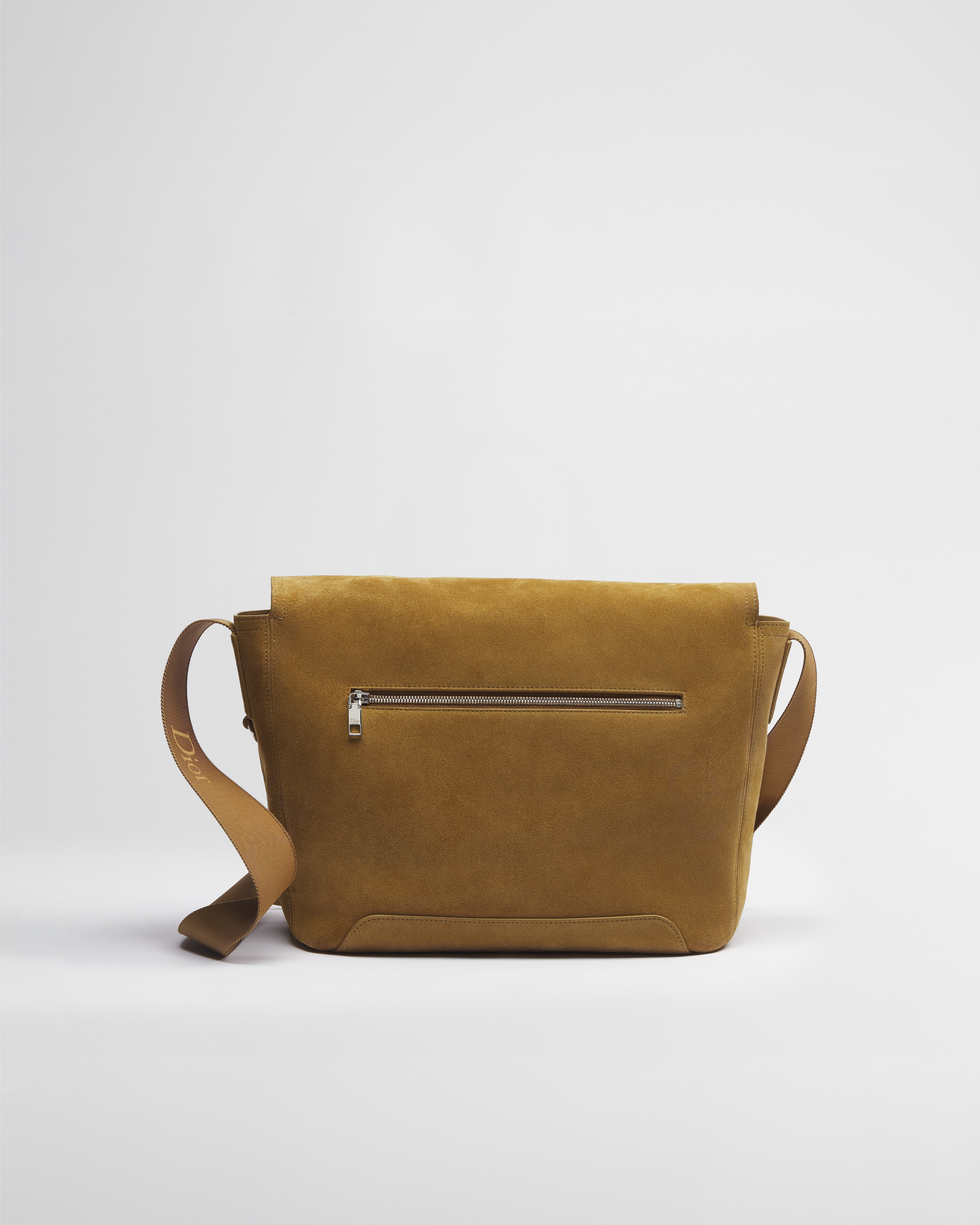 Mittelgroße Dior Jett Messenger Tasche mit Umschlagklappe Veloursleder in Braun E08