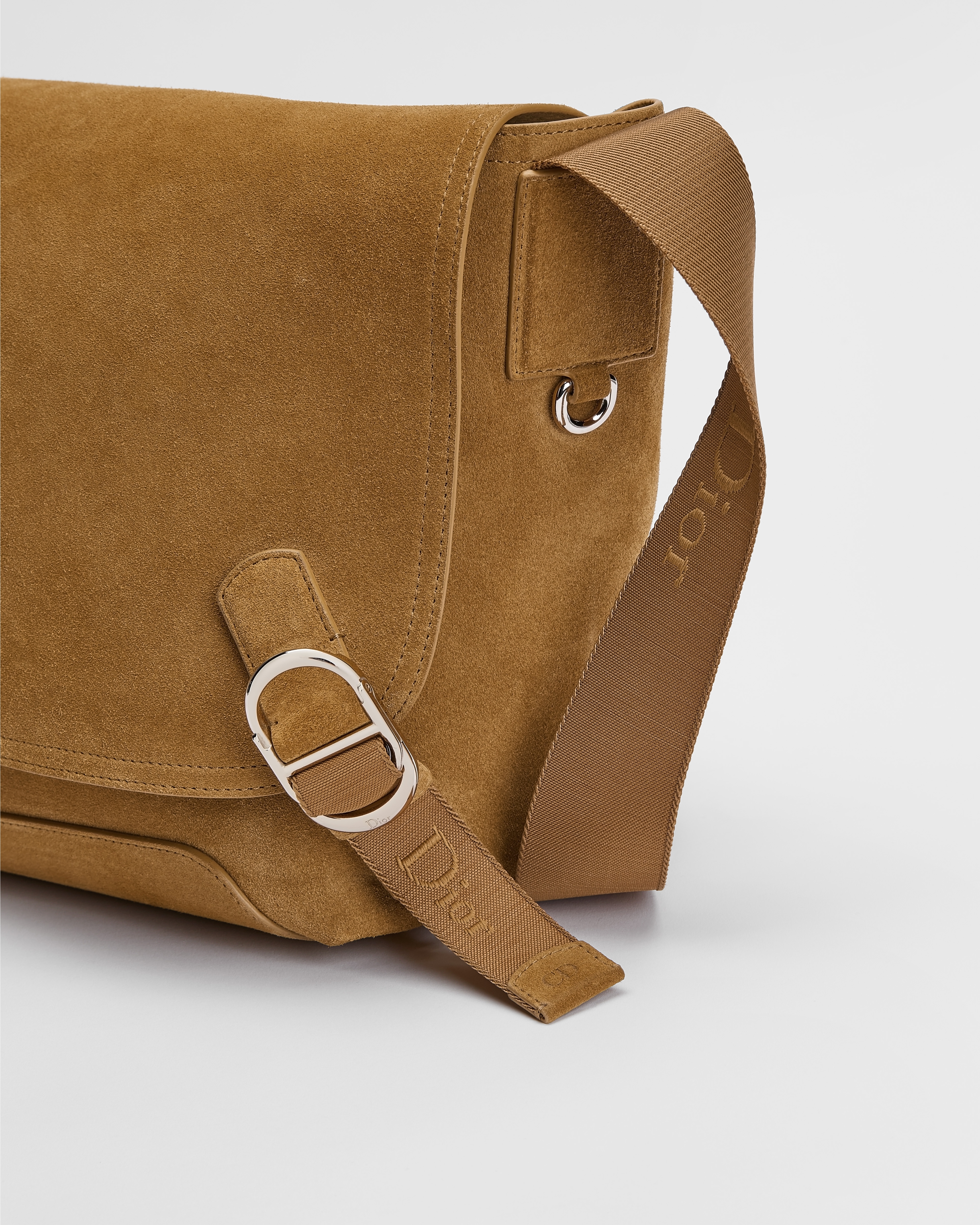 Mittelgroße Dior Jett Messenger Tasche mit Umschlagklappe Veloursleder in Braun E09