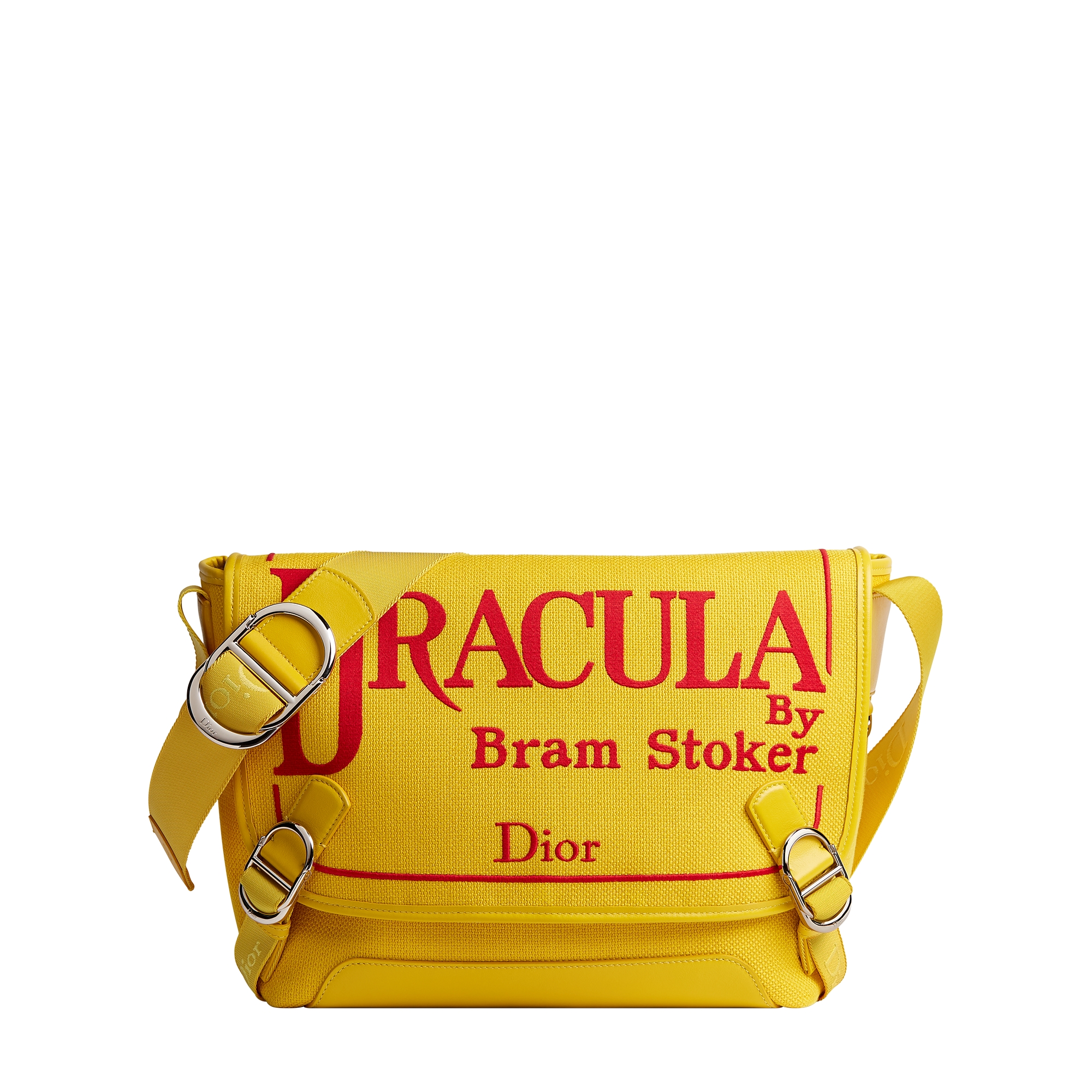 Medium Dior Jett Messenger Bag with Flap Yellow and Red Book Cover Embroidery E01