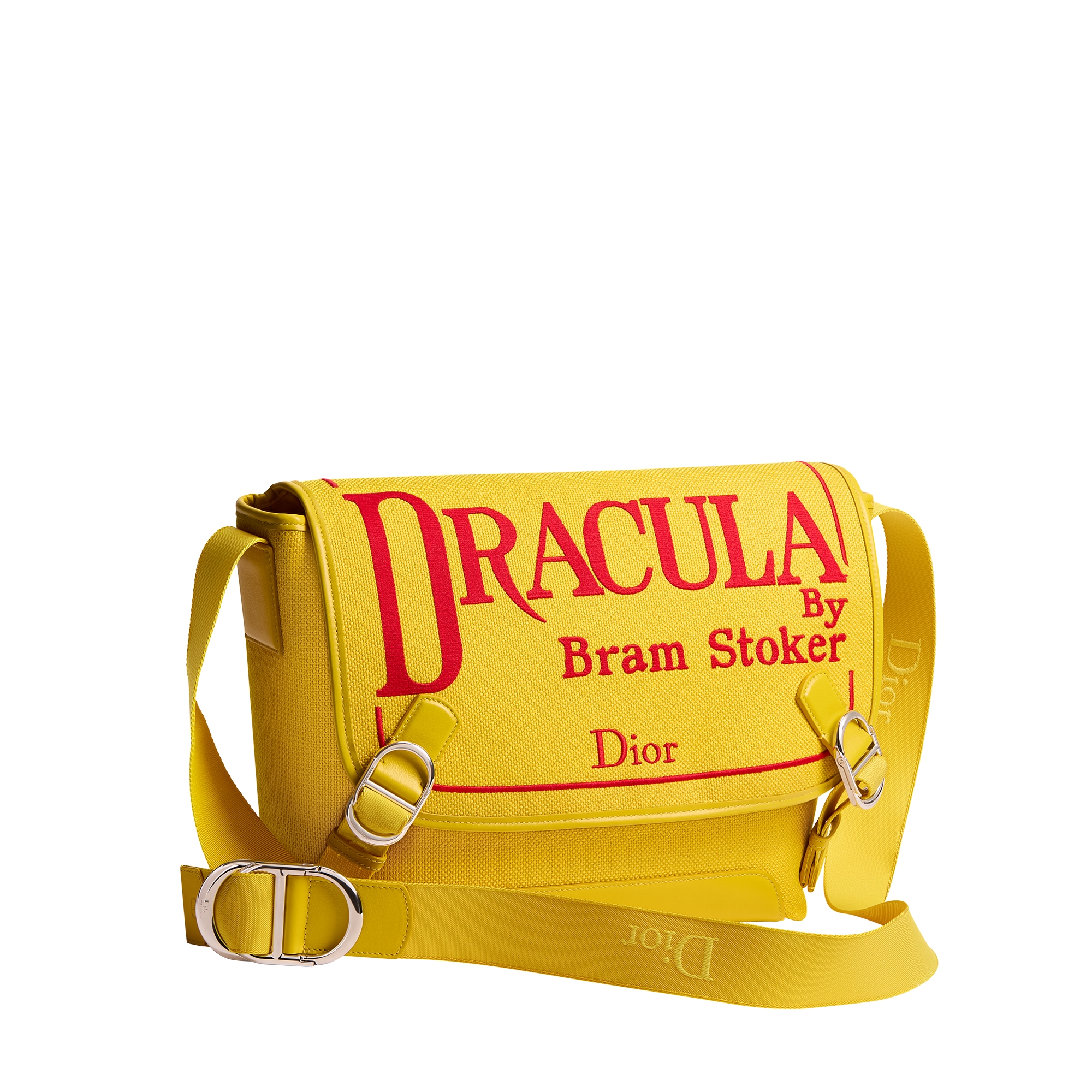 Medium Dior Jett Messenger Bag with Flap Yellow and Red Book Cover Embroidery E03