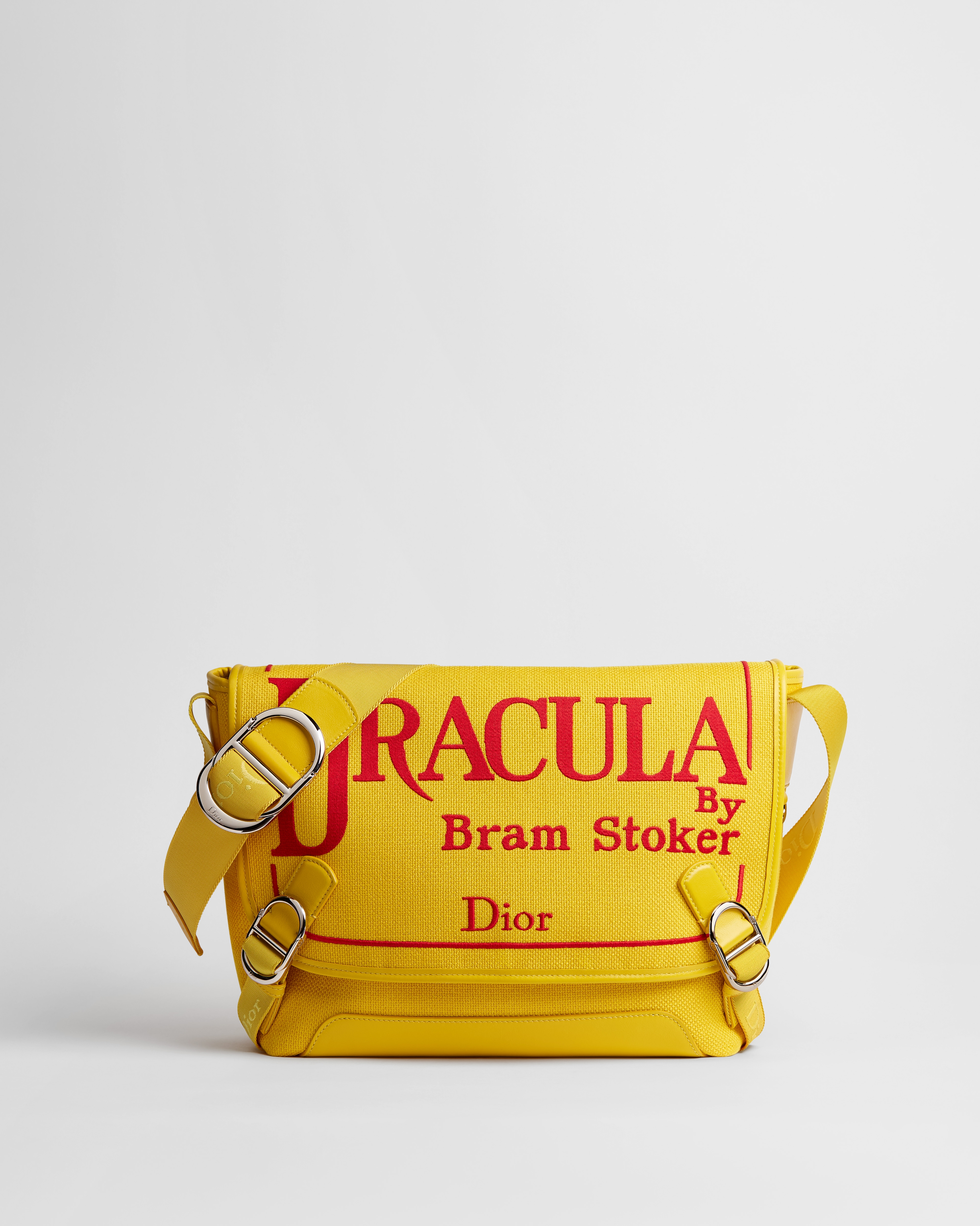 Sac Messenger à rabat Dior Jett Medium Broderie Book Cover jaune et rouge E01