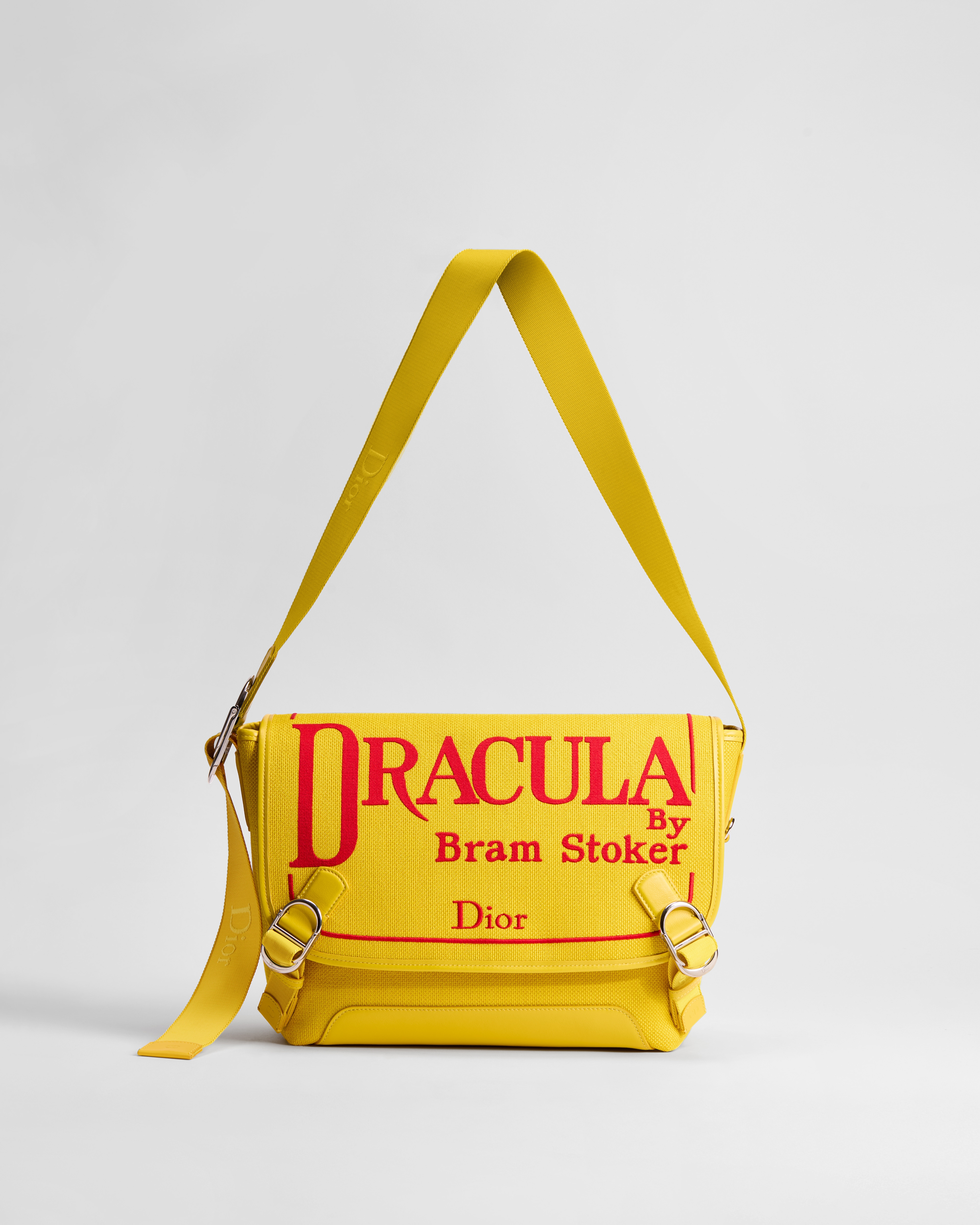 Sac Messenger à rabat Dior Jett Medium Broderie Book Cover jaune et rouge E07