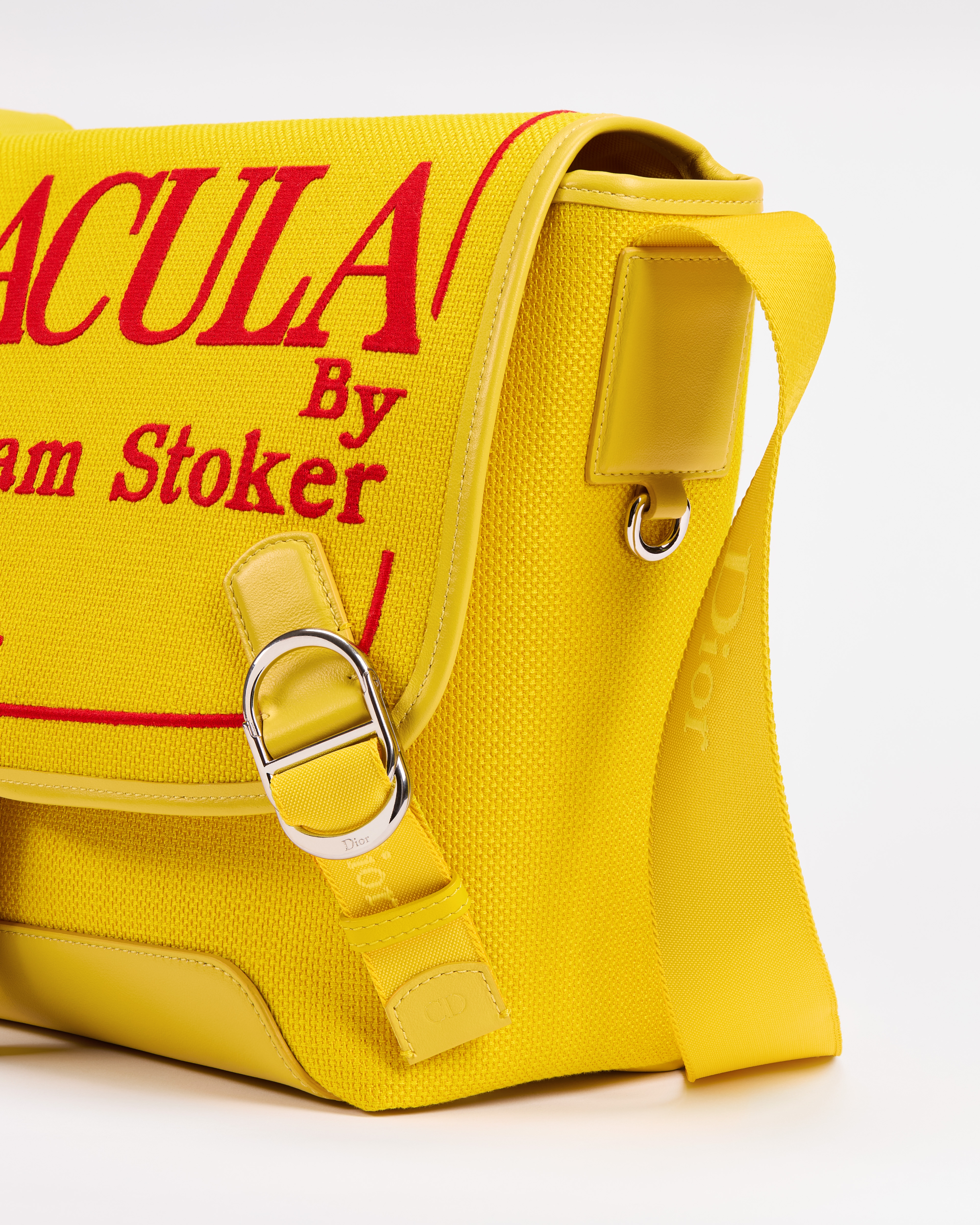 Middelgrote Dior Jett-schoudertas met flap Geel en rood Book Cover-borduursel E09