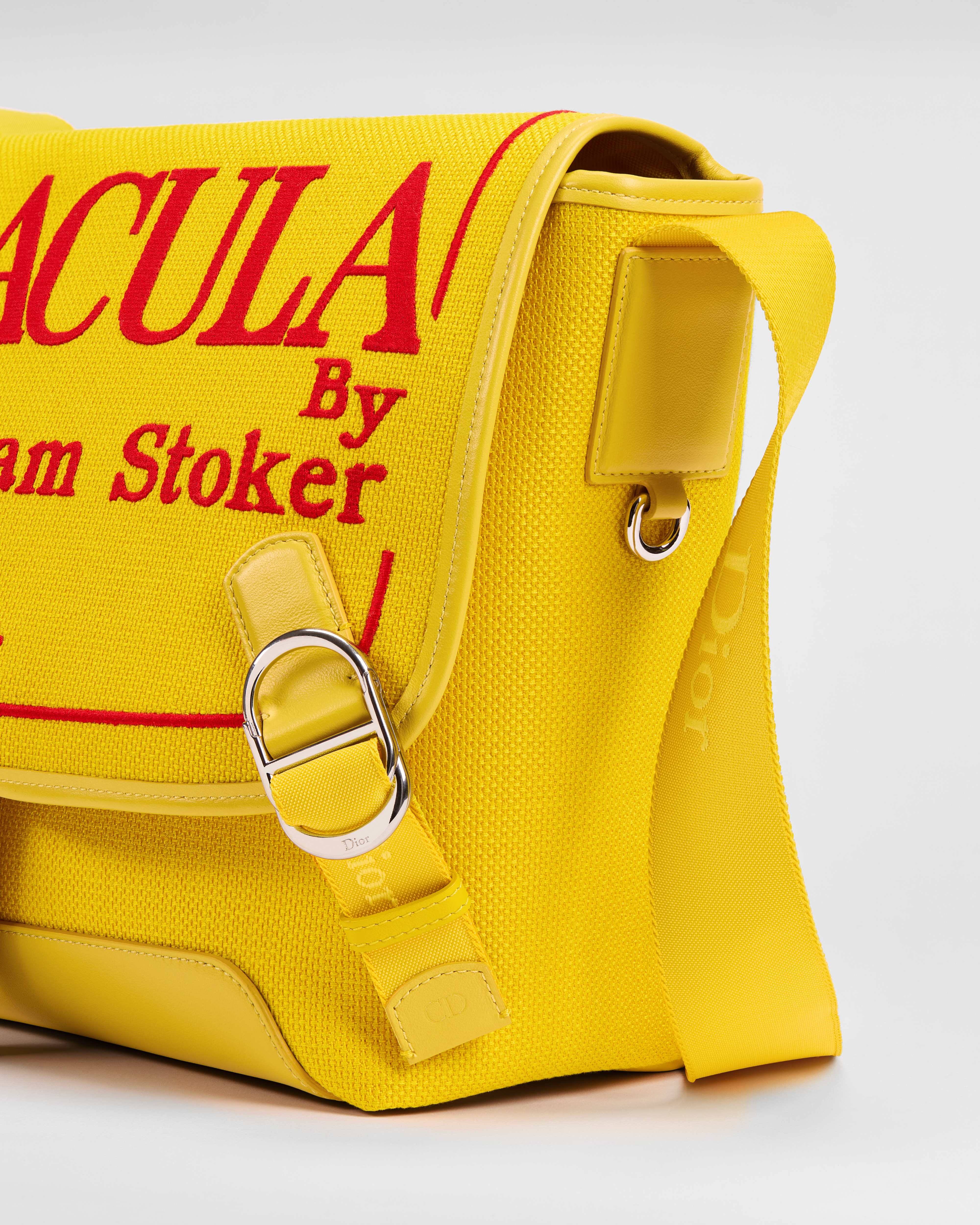 Mittelgroße Dior Jett Messenger Tasche mit Umschlagklappe Book Cover-Stickerei in Gelb und Rot E09