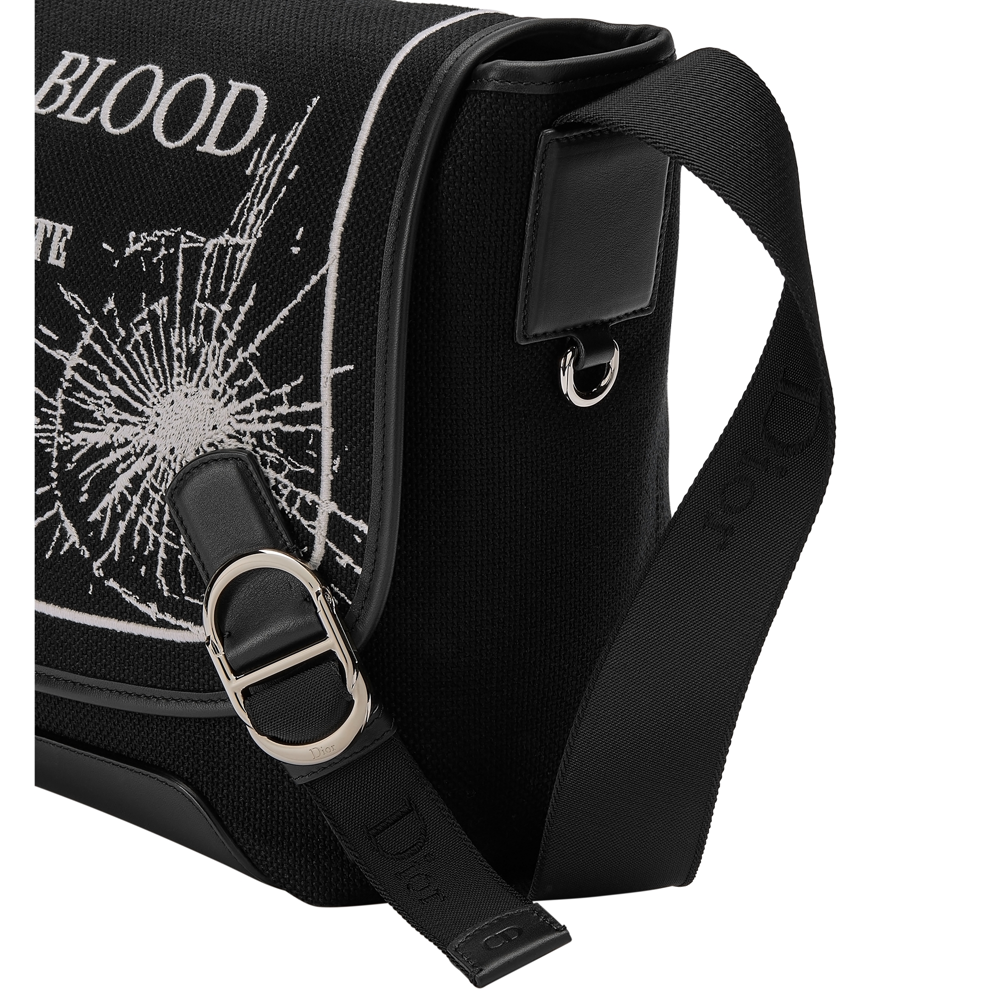 Medium Dior Jett Messenger Bag with Flap Black and White Book Cover Embroidery E09