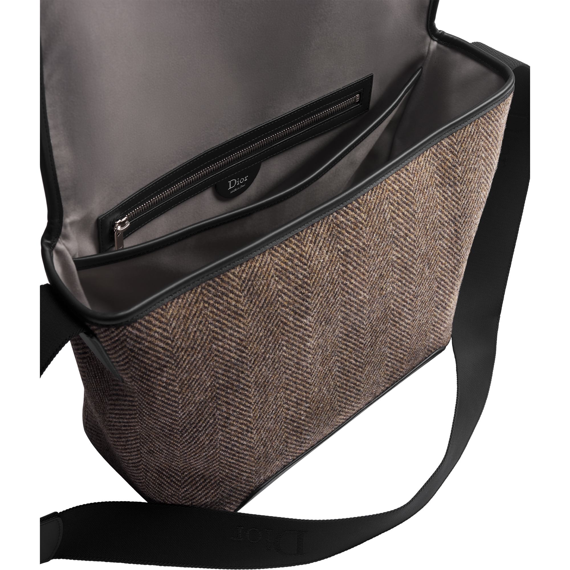 Medium Dior Jett Messenger Bag with Flap Deep Brown Cotton Blend E06