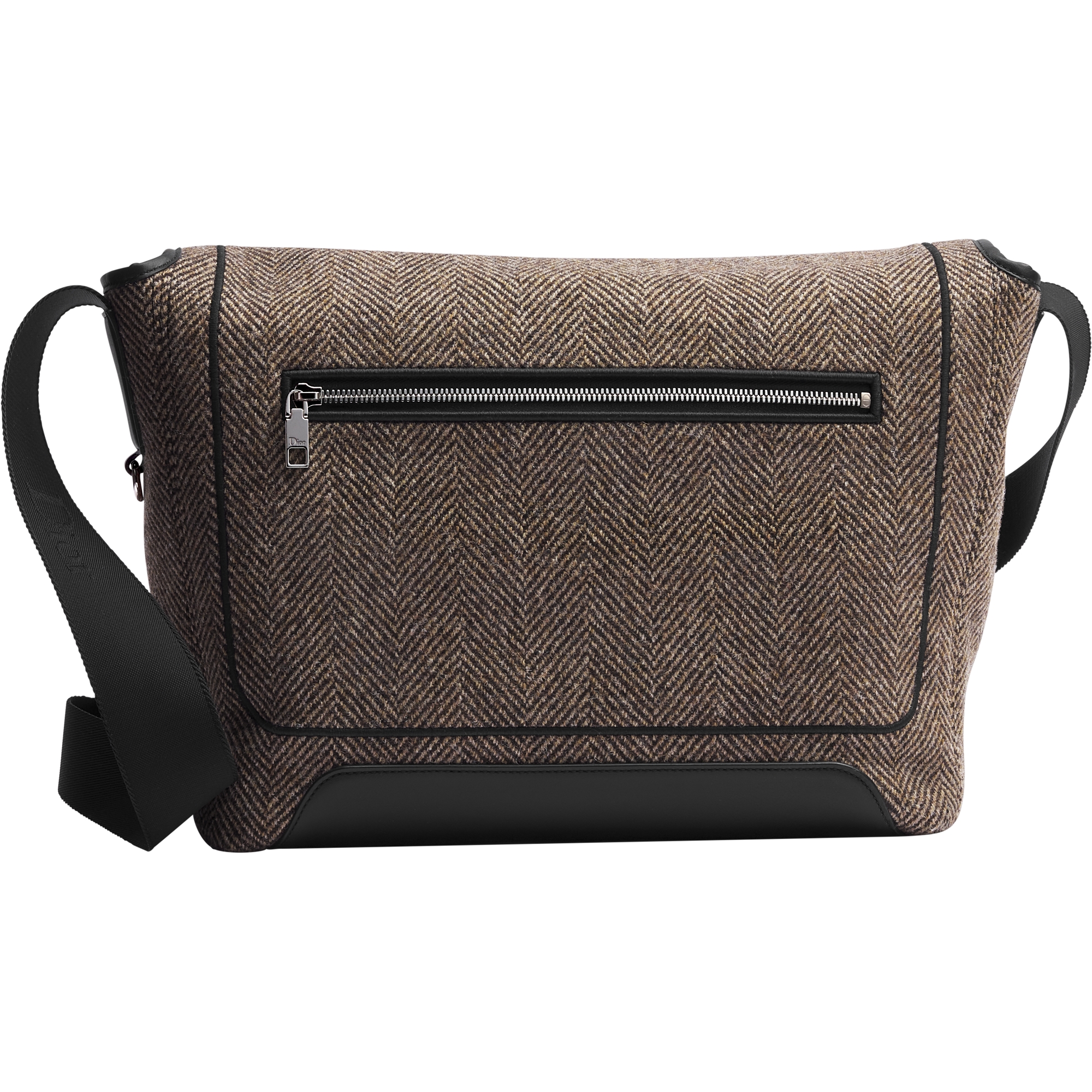 Medium Dior Jett Messenger Bag with Flap Deep Brown Cotton Blend E08