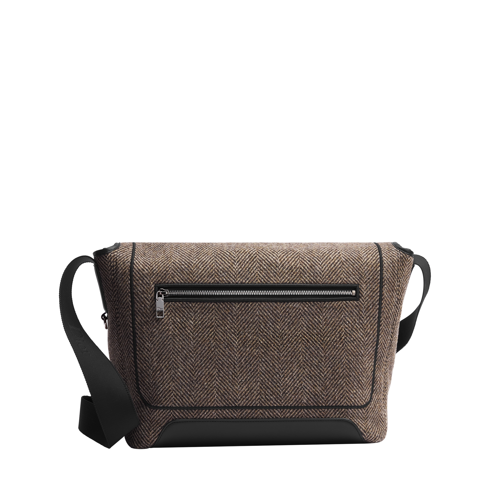 Medium Dior Jett Messenger Bag with Flap Deep Brown Cotton Blend E08