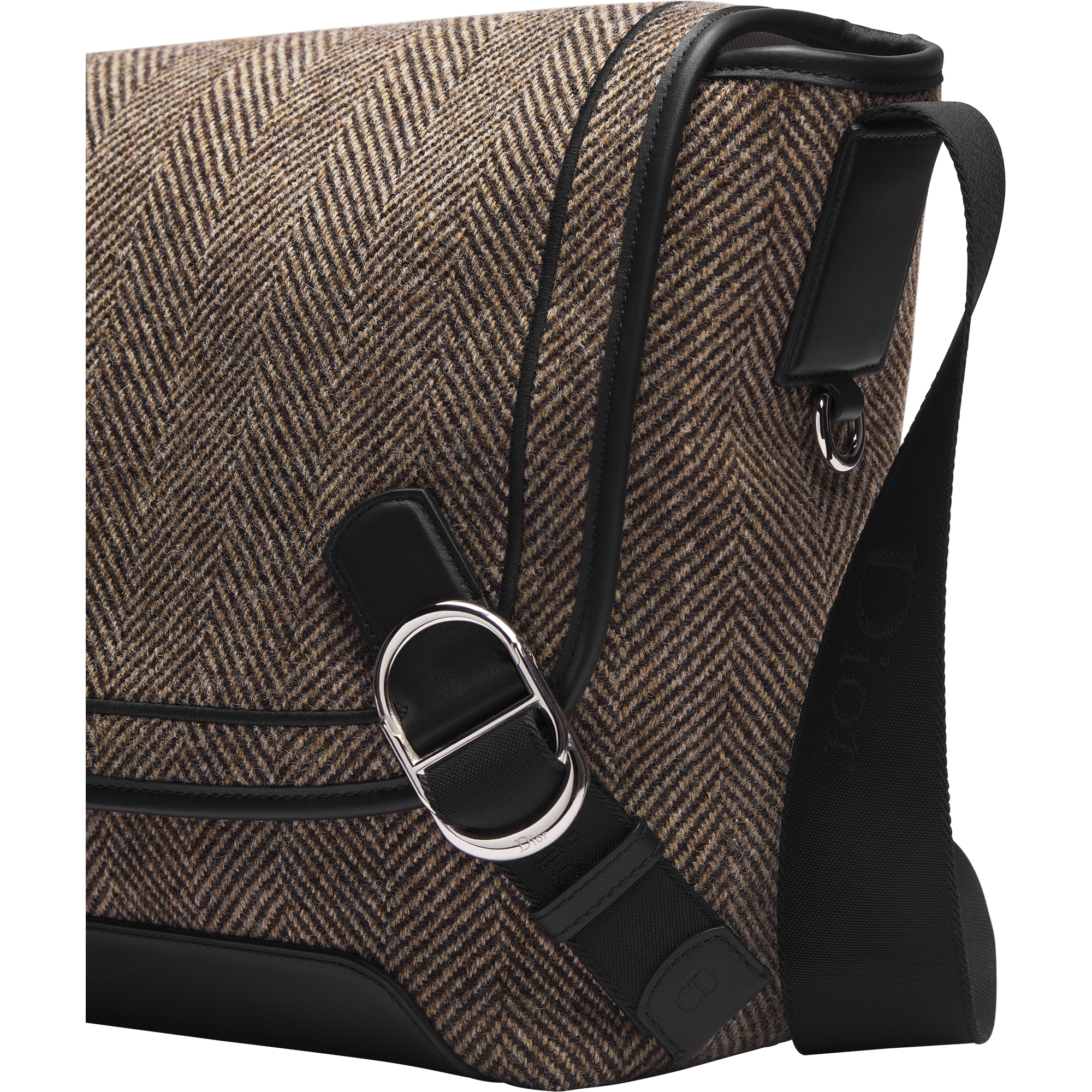 Medium Dior Jett Messenger Bag with Flap Deep Brown Cotton Blend E09