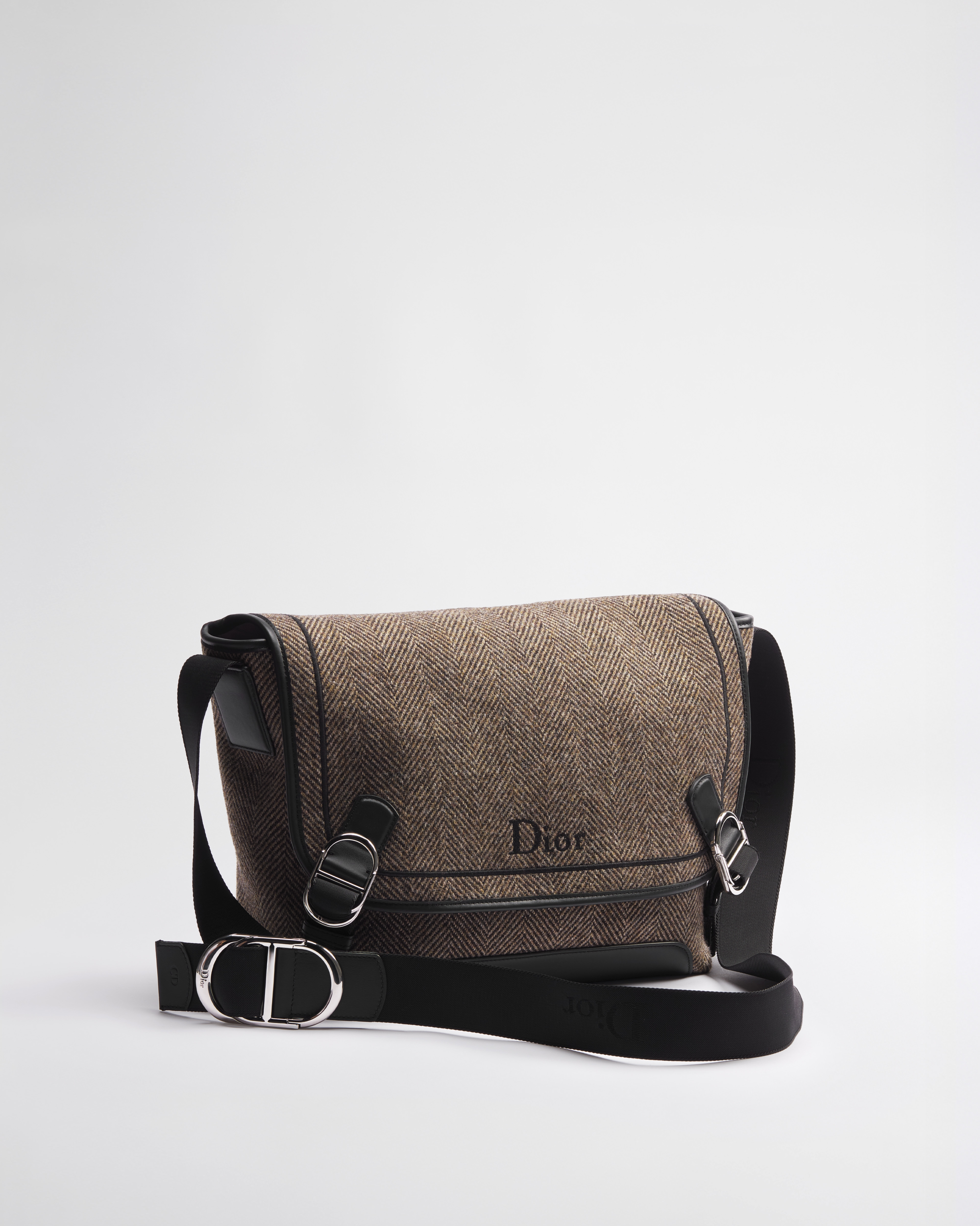 Sac Messenger à rabat Dior Jett Medium Coton mélangé marron foncé E03