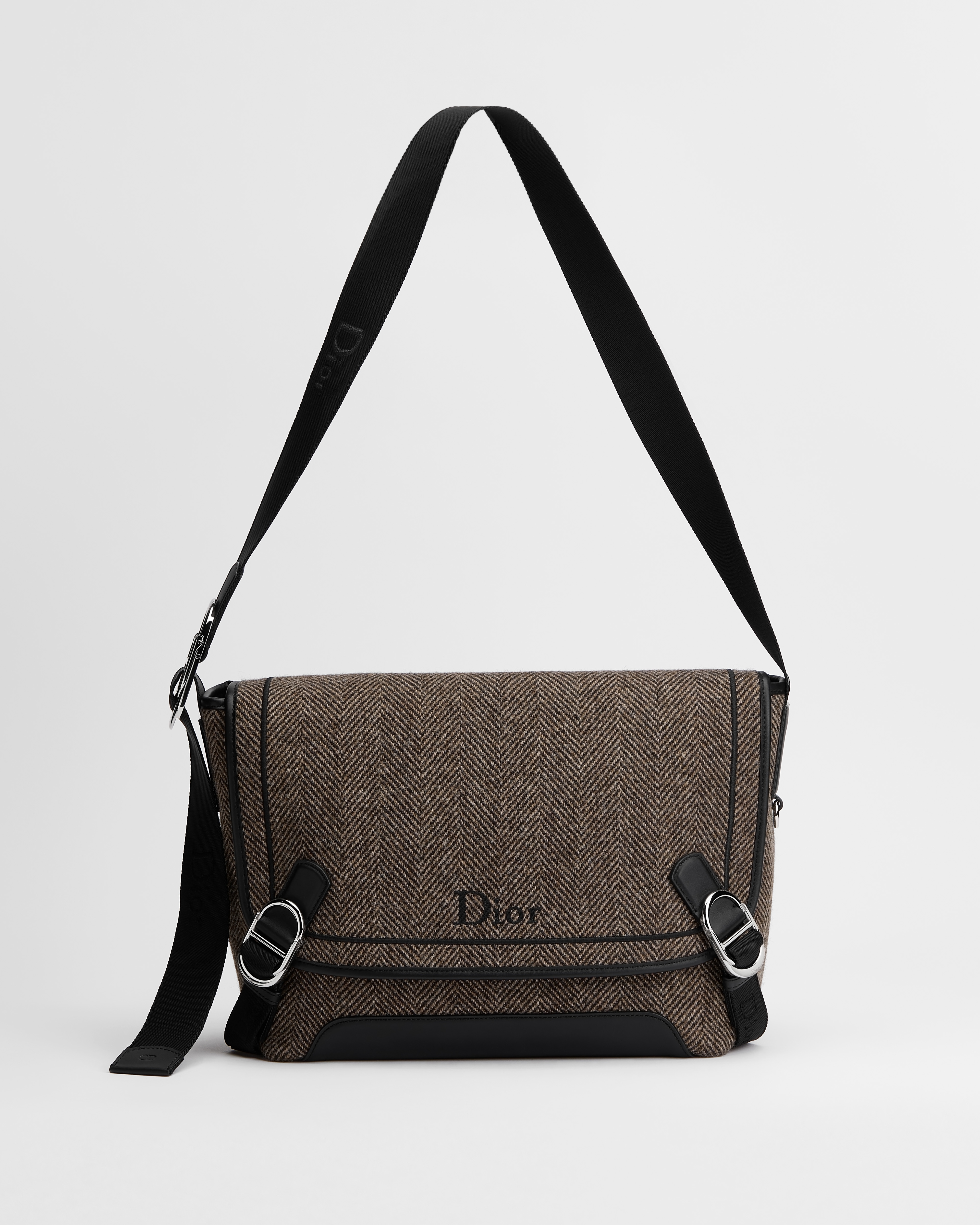 Mittelgroße Dior Jett Messenger Tasche mit Umschlagklappe Baumwollmischung in sattem Braun E07