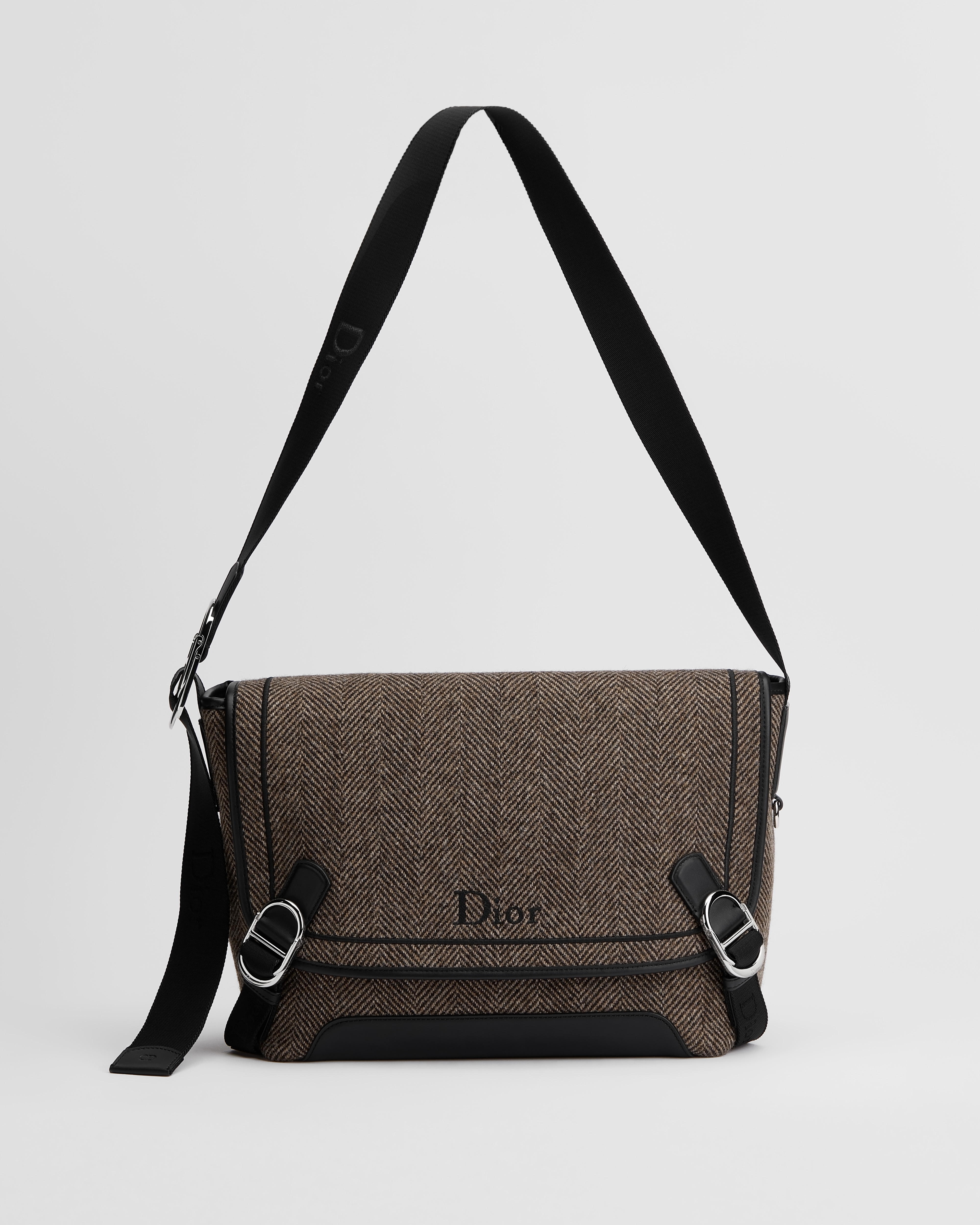 Sac Messenger à rabat Dior Jett Medium Coton mélangé marron foncé E07