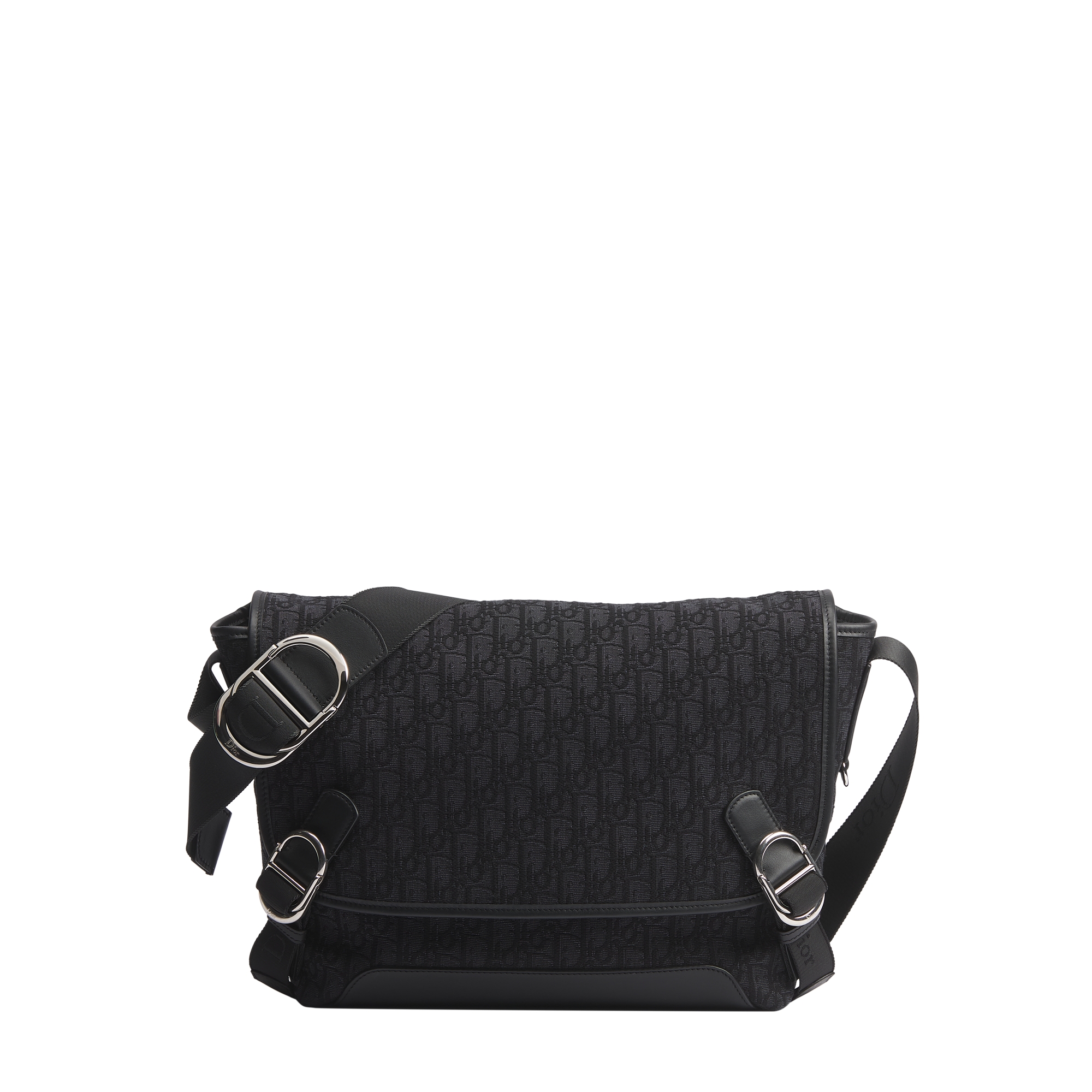 Medium Dior Jett Messenger Bag with Flap Black Dior Oblique Jacquard E01