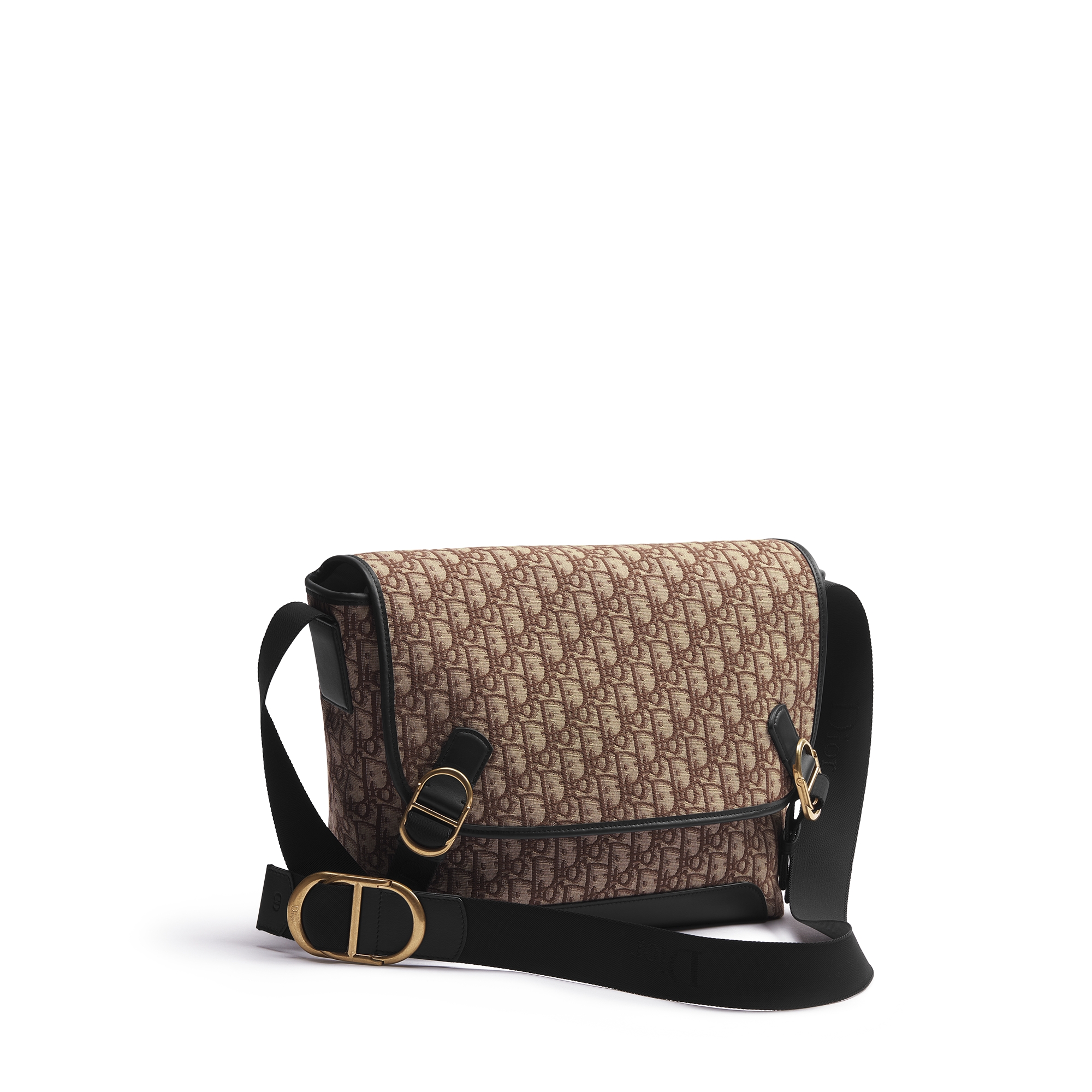 Medium Dior Jett Messenger Bag with Flap Brown Dior Oblique Jacquard E03