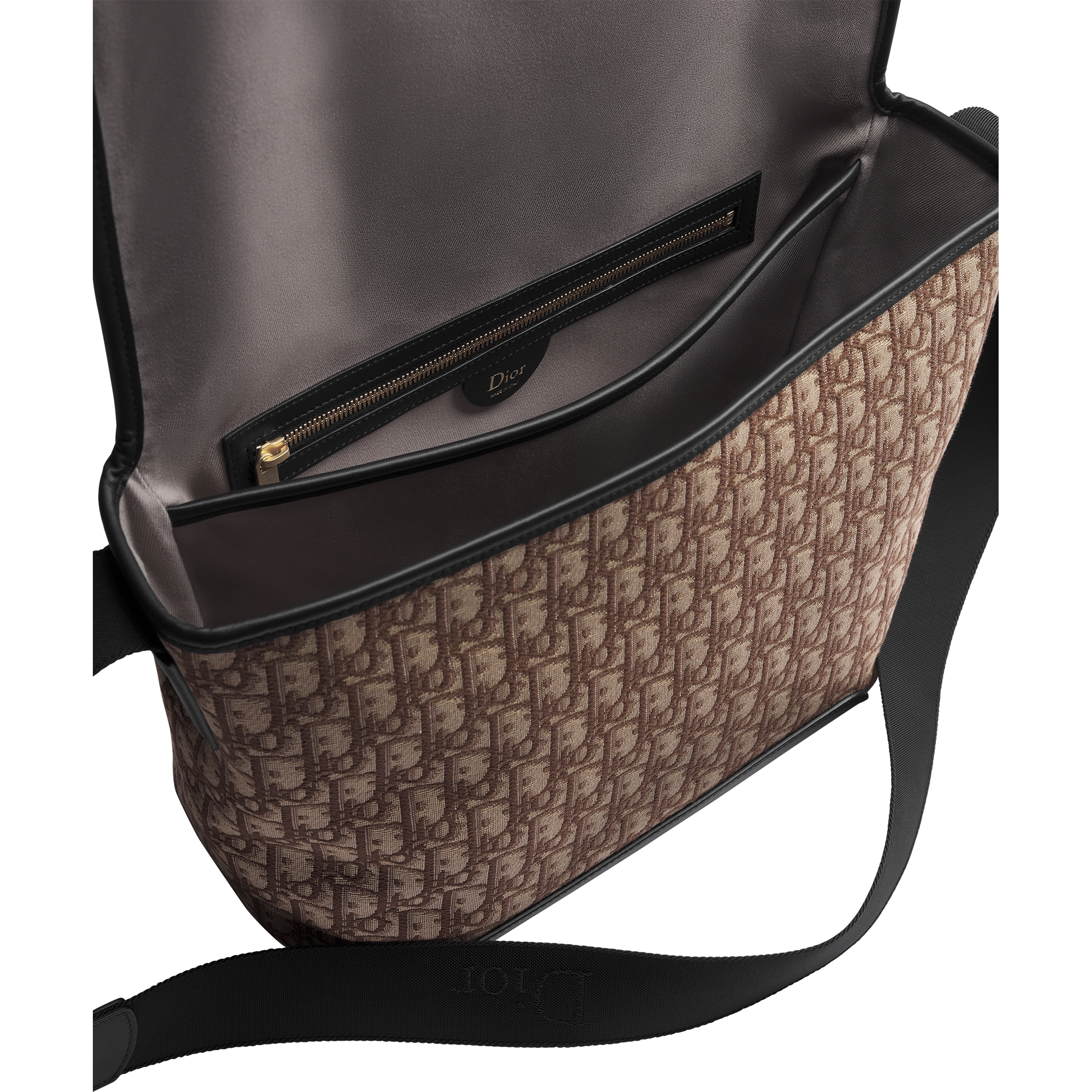 Medium Dior Jett Messenger Bag with Flap Brown Dior Oblique Jacquard E06