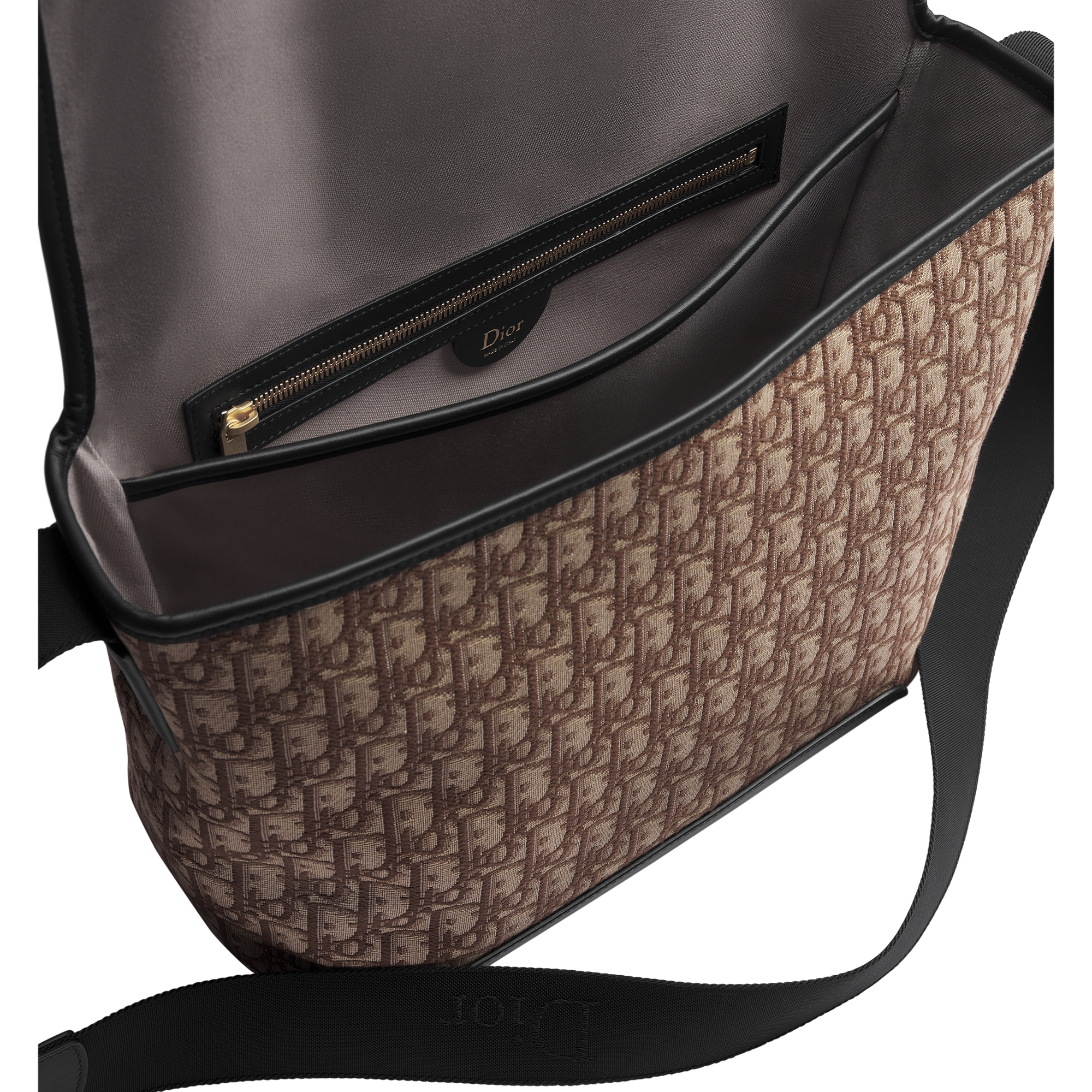 Medium Dior Jett Messenger Bag with Flap Brown Dior Oblique Jacquard E06