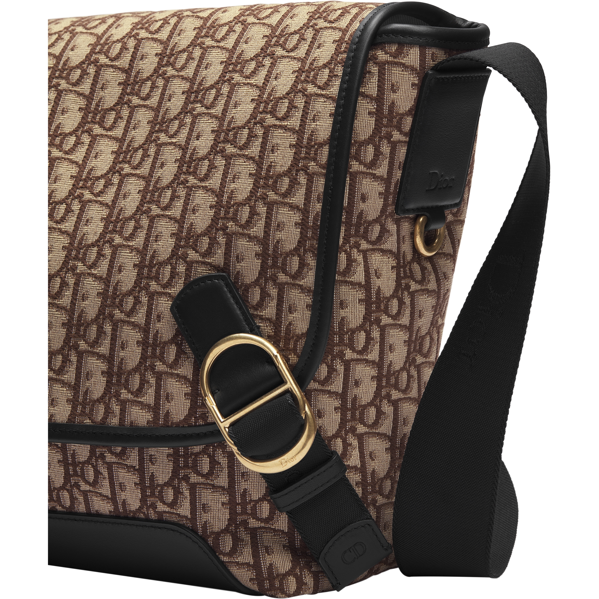 Medium Dior Jett Messenger Bag with Flap Brown Dior Oblique Jacquard E09