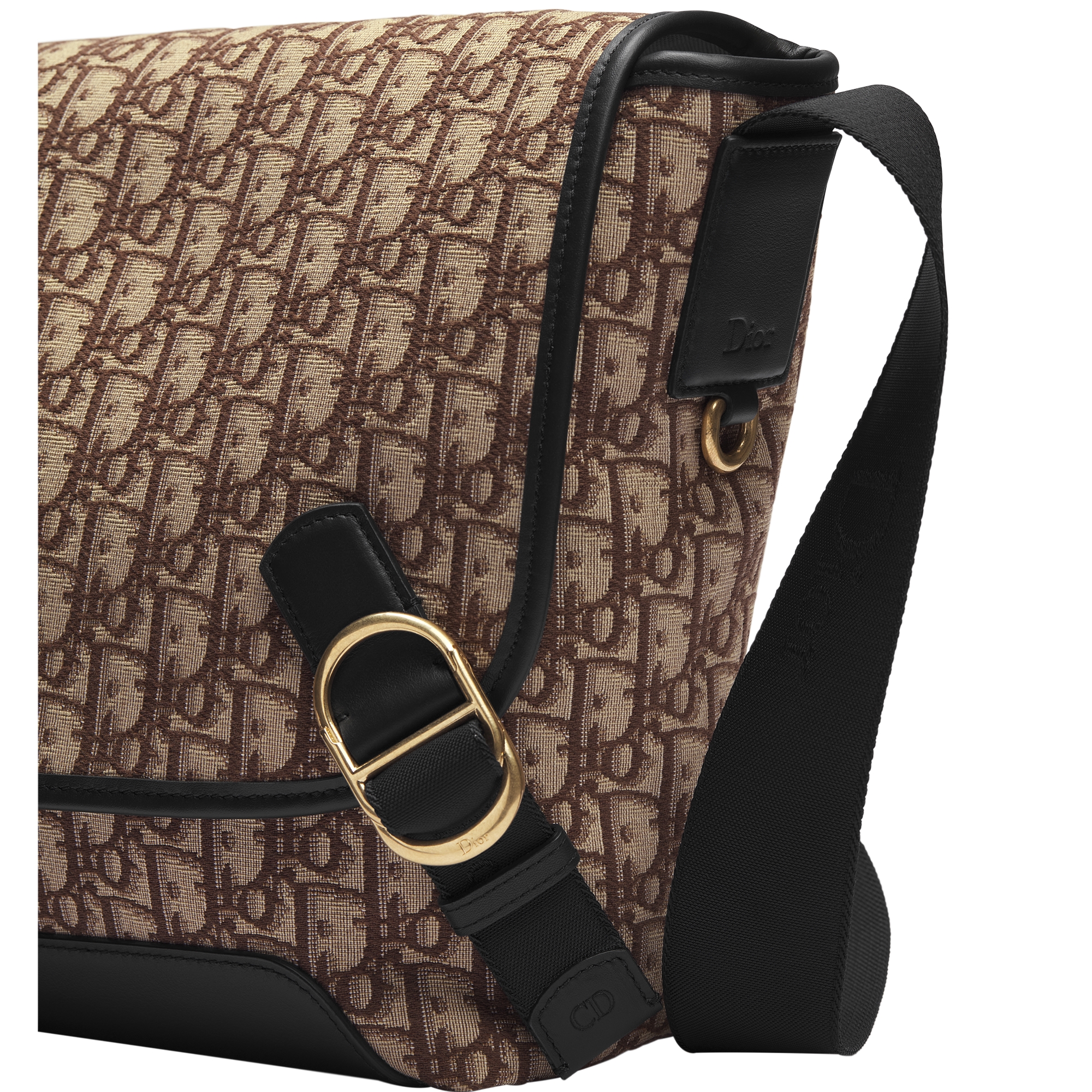 Medium Dior Jett Messenger Bag with Flap Brown Dior Oblique Jacquard E09