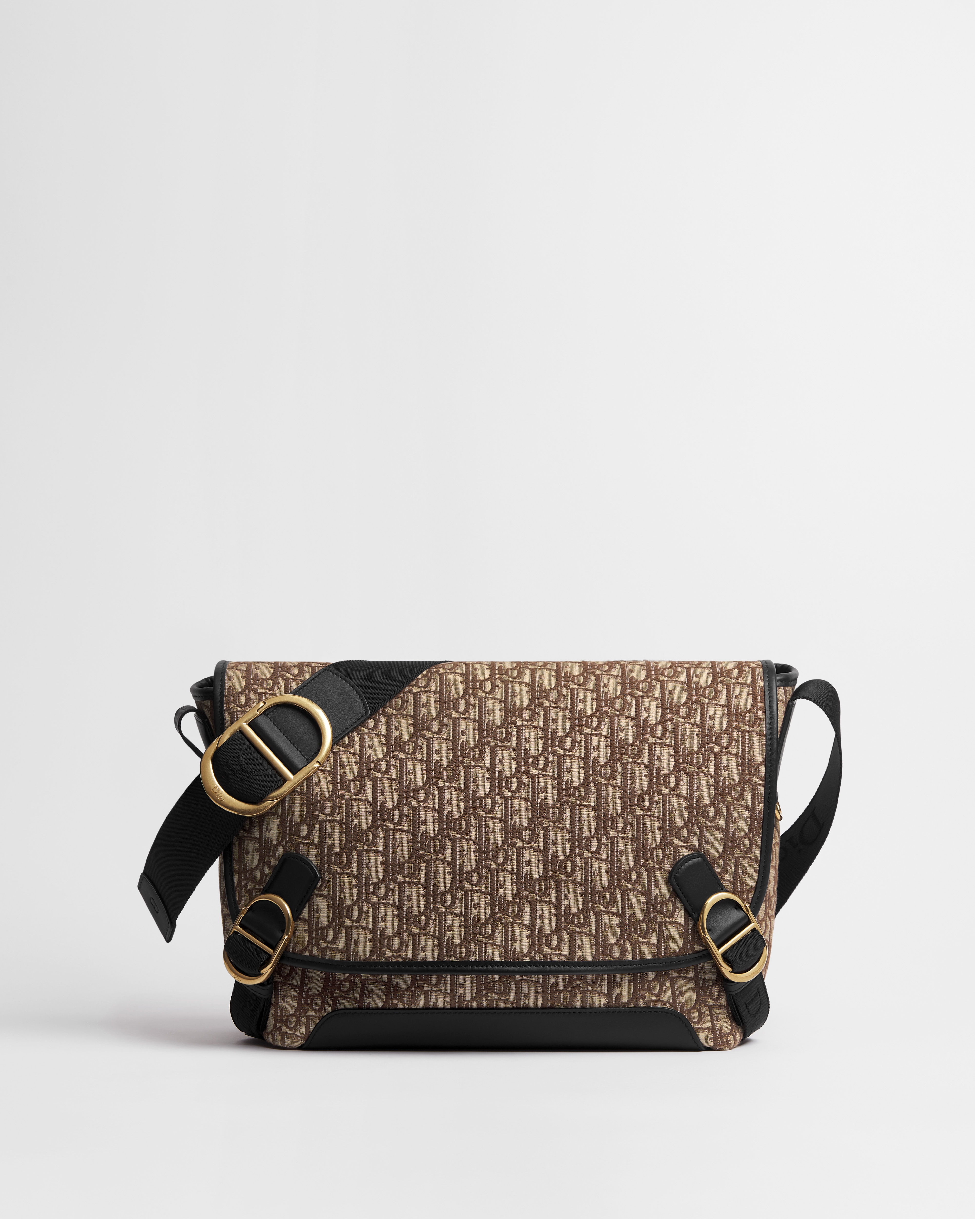 Dior Jett 中型翻蓋郵差包 棕色 Dior Oblique 緹花 E01