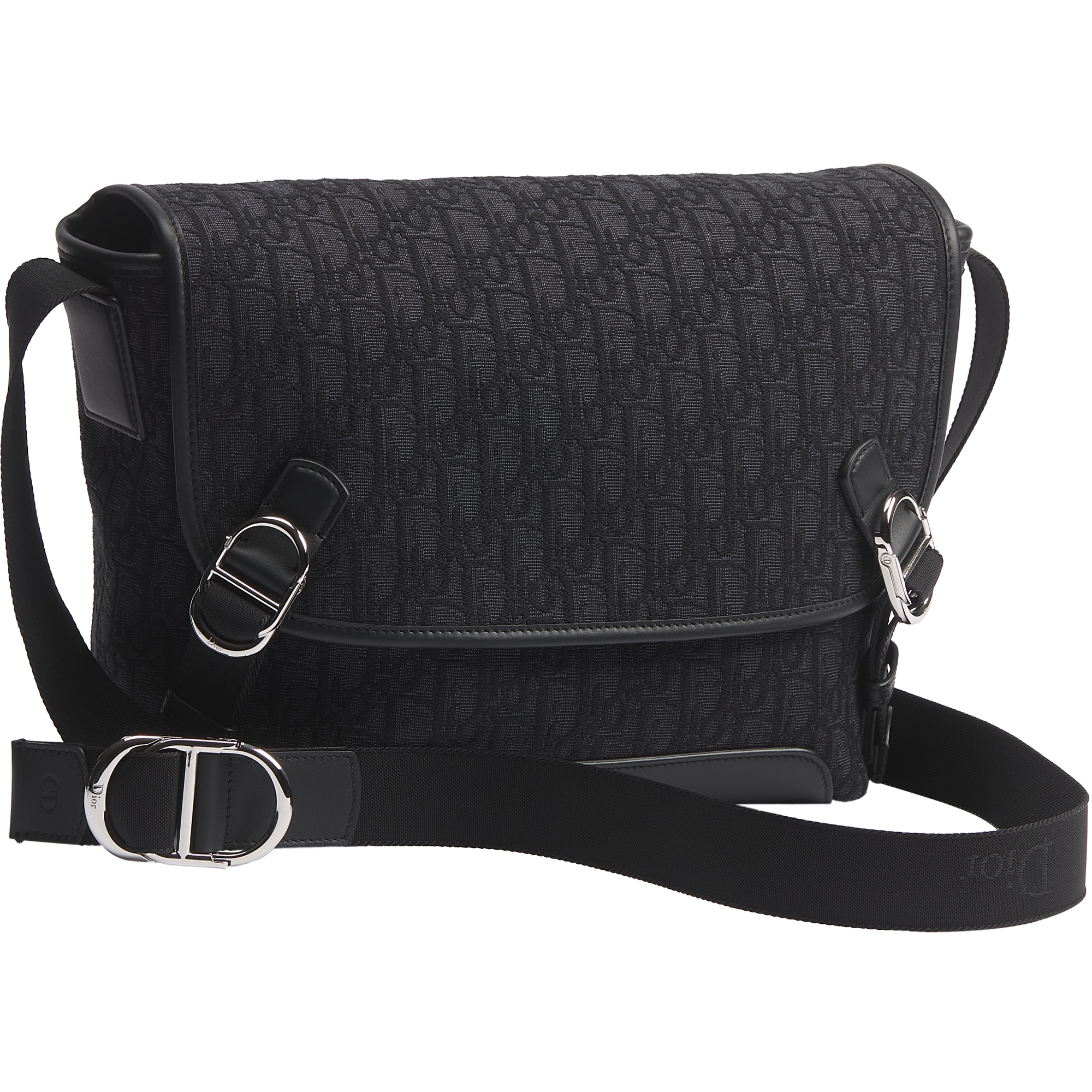 Small Dior Jett Messenger Bag with Flap Black Dior Oblique Jacquard E03