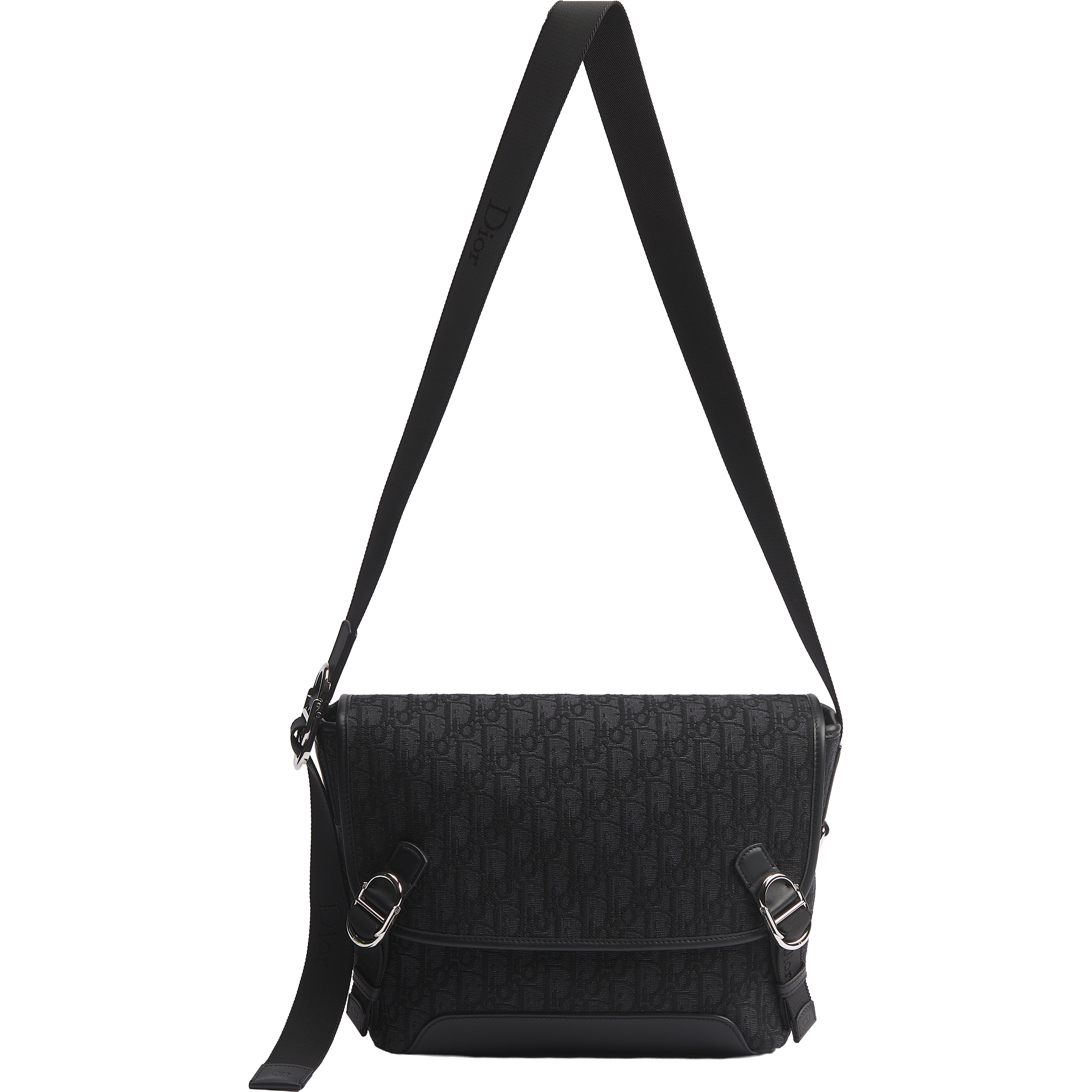 Small Dior Jett Messenger Bag with Flap Black Dior Oblique Jacquard E07