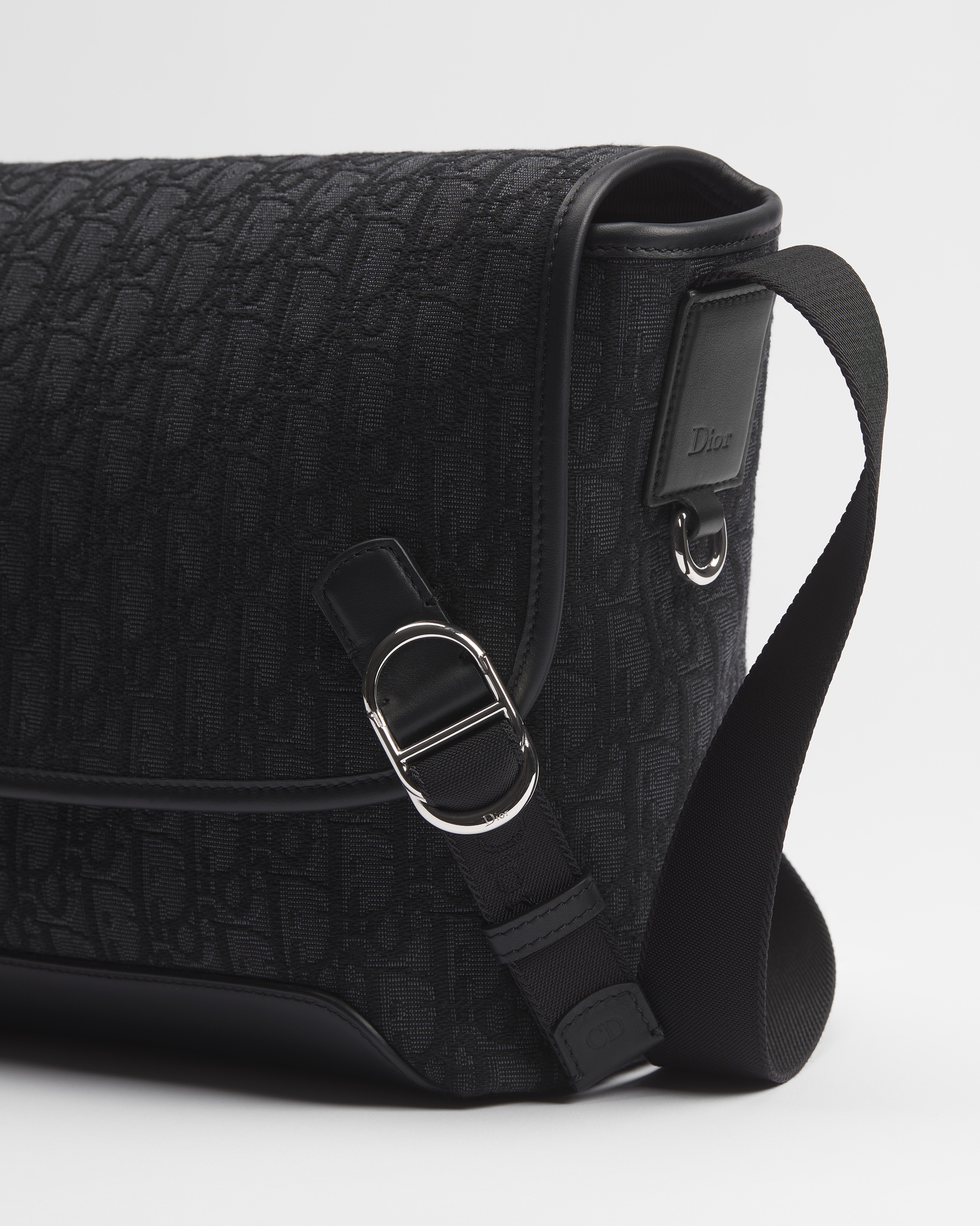 Small Dior Jett Messenger Bag with Flap Black Dior Oblique Jacquard E09