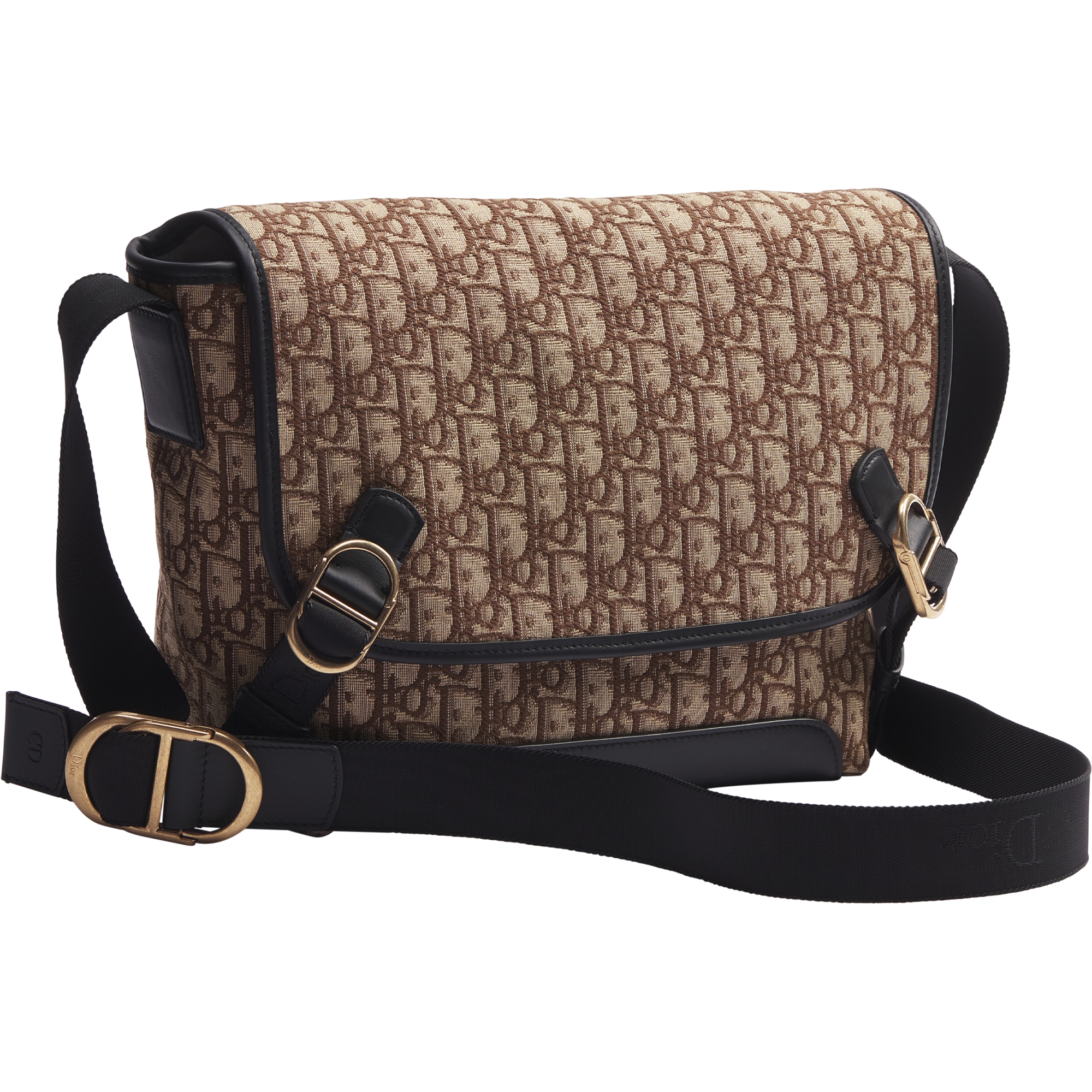Small Dior Jett Messenger Bag with Flap Brown Dior Oblique Jacquard E03