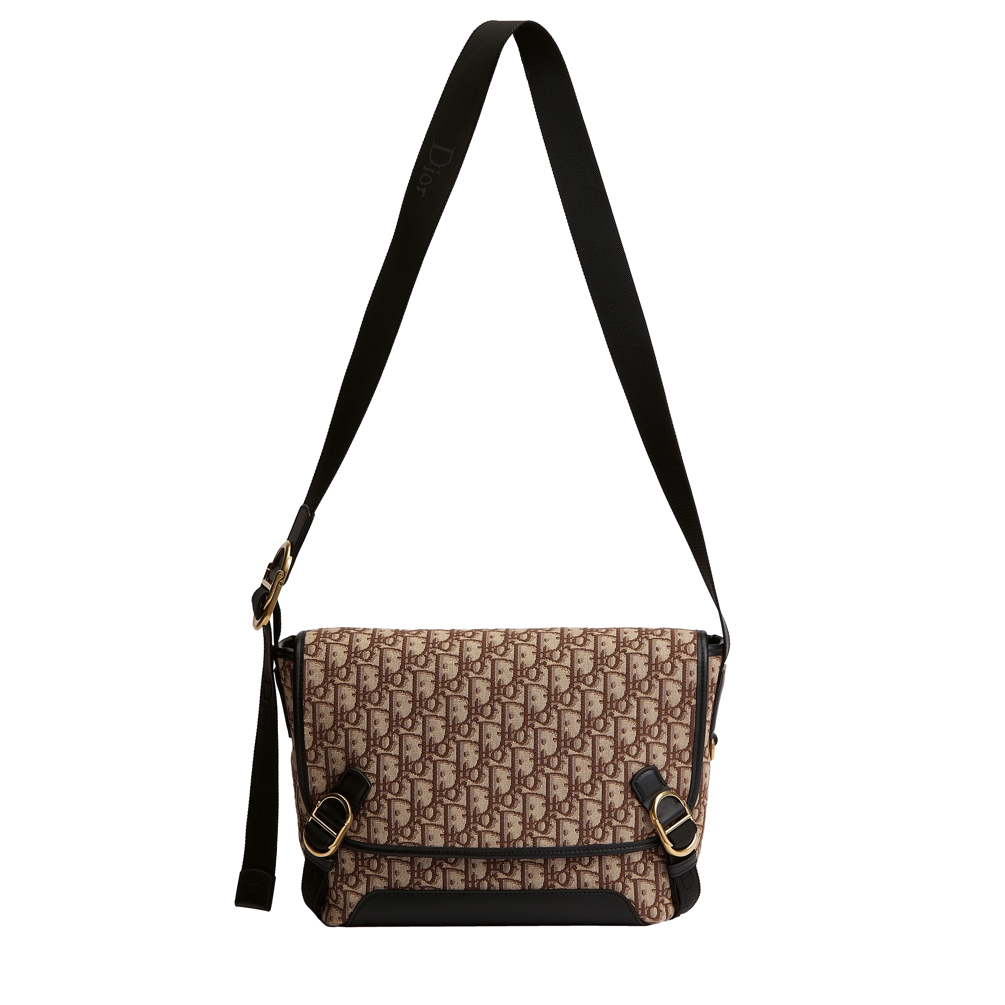 Small Dior Jett Messenger Bag with Flap Brown Dior Oblique Jacquard E07