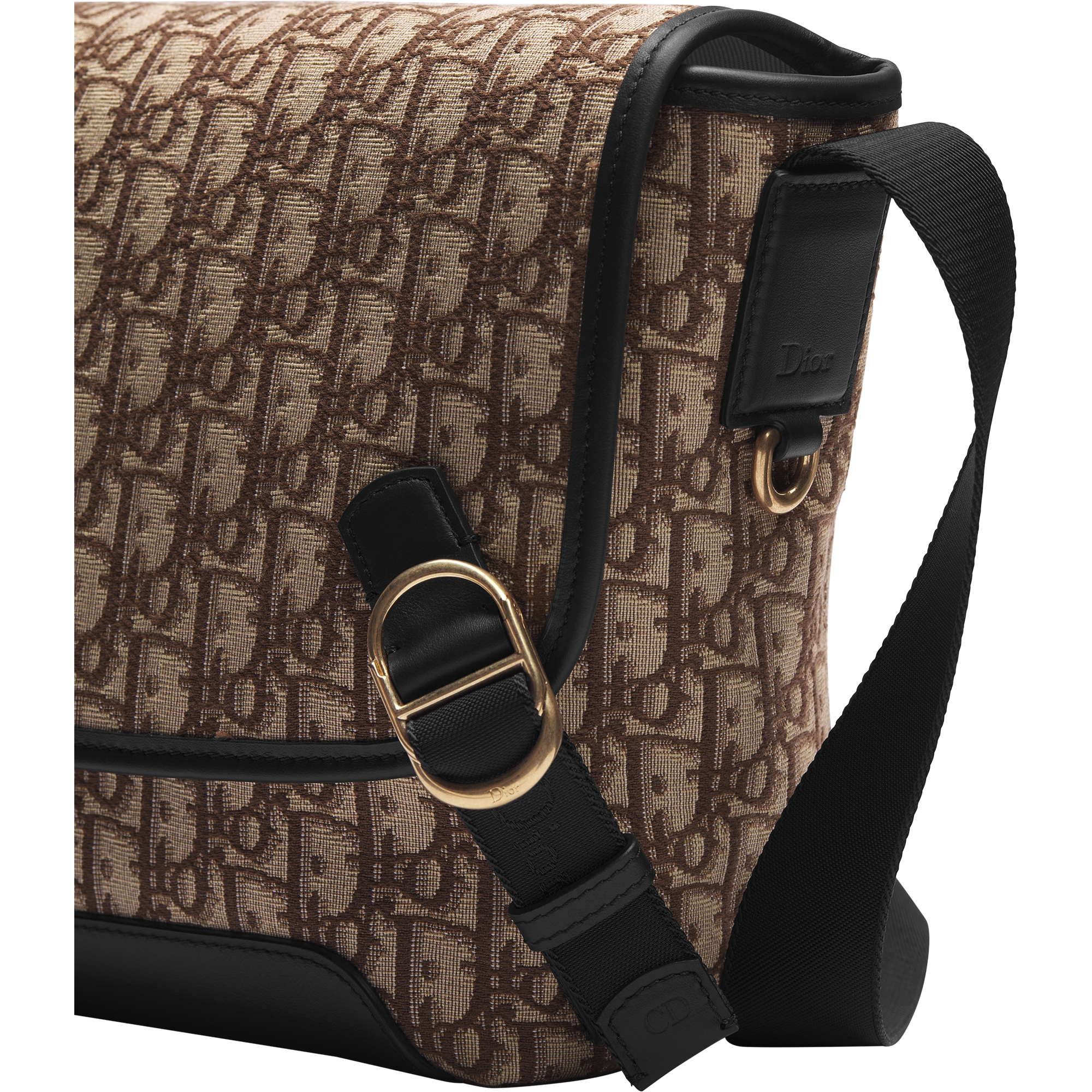 Small Dior Jett Messenger Bag with Flap Brown Dior Oblique Jacquard E09