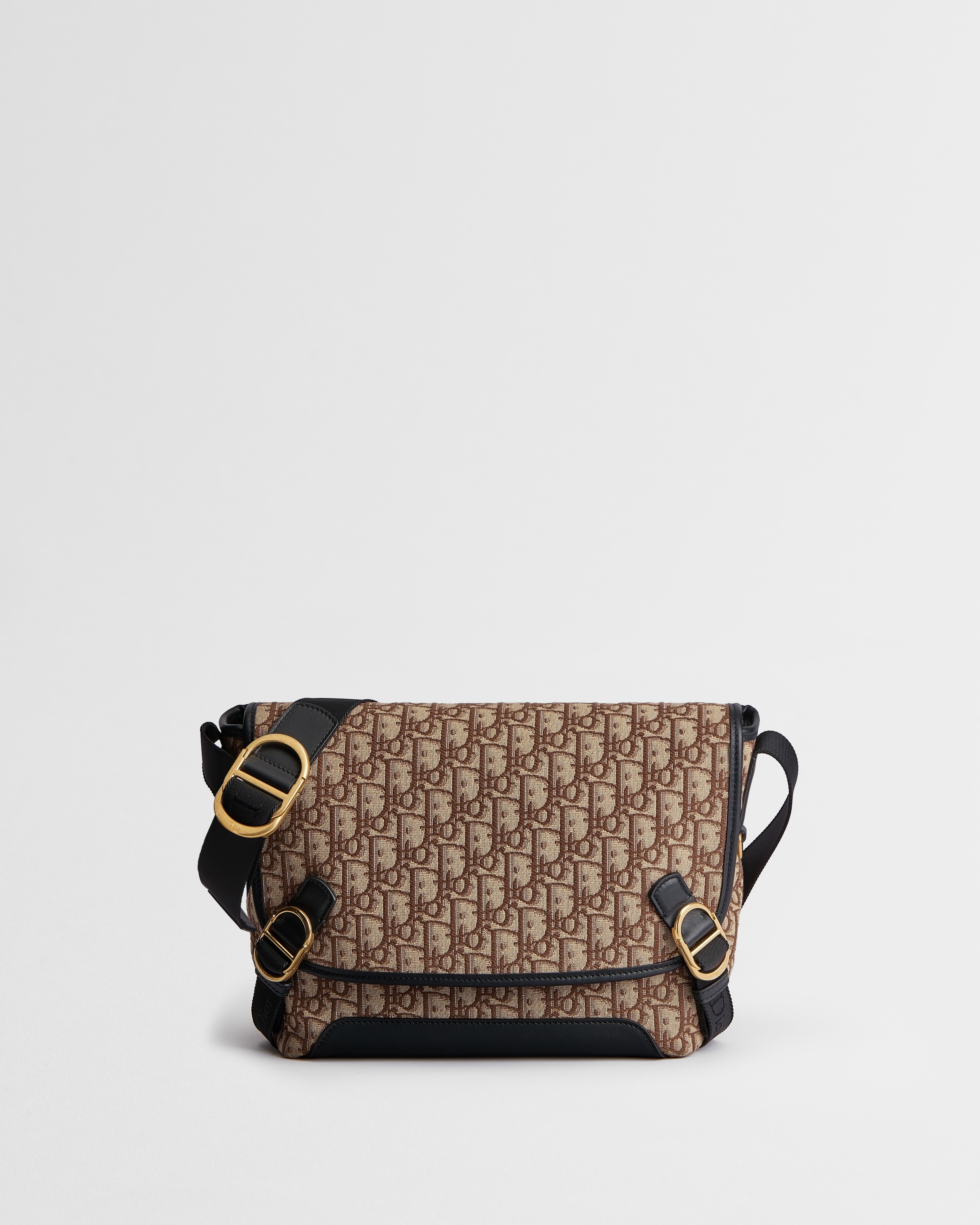 Kleine Dior Jett Messenger Tasche mit Umschlagklappe Dior Oblique Jacquard in Braun E01