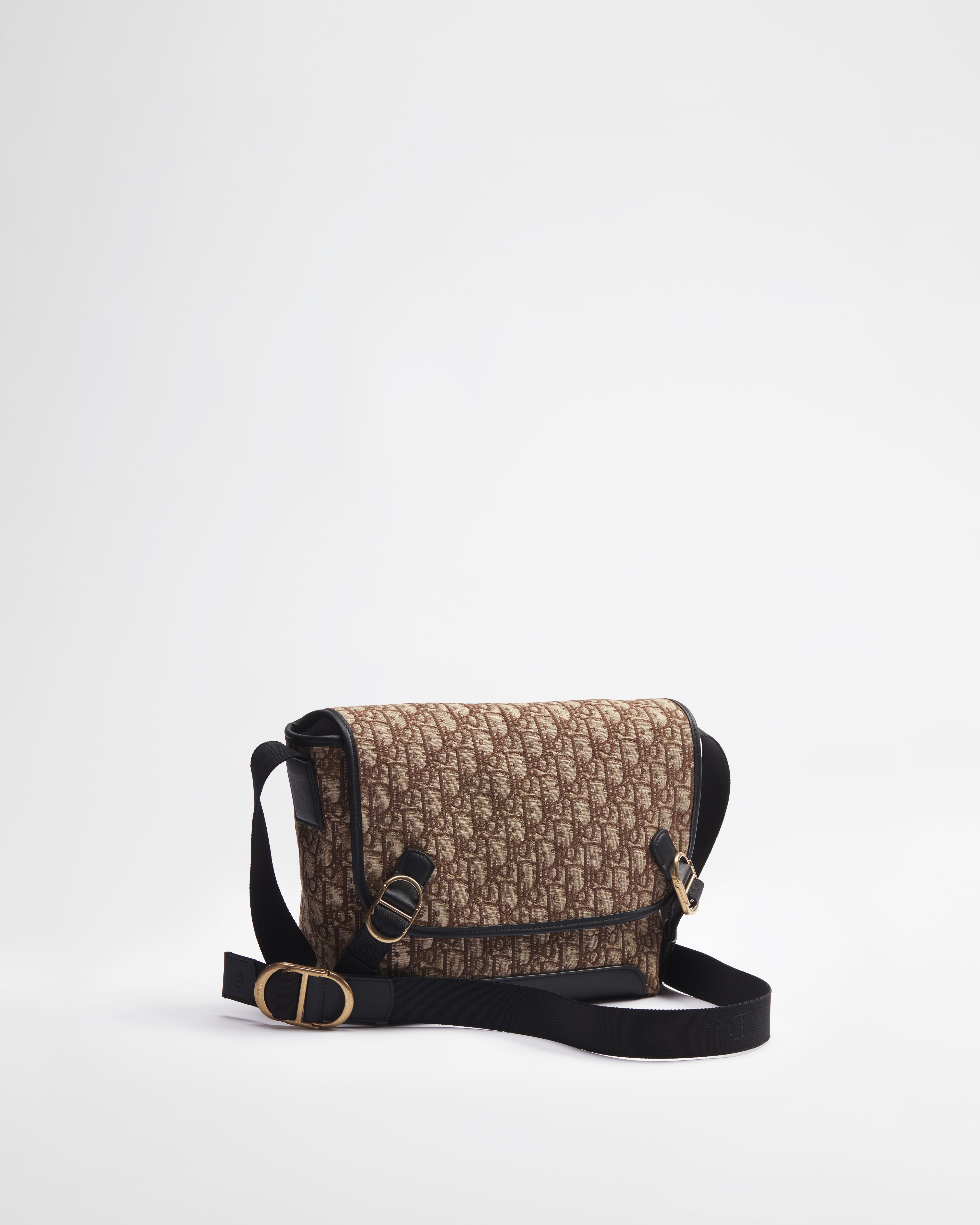 Kleine Dior Jett Messenger Tasche mit Umschlagklappe Dior Oblique Jacquard in Braun E03