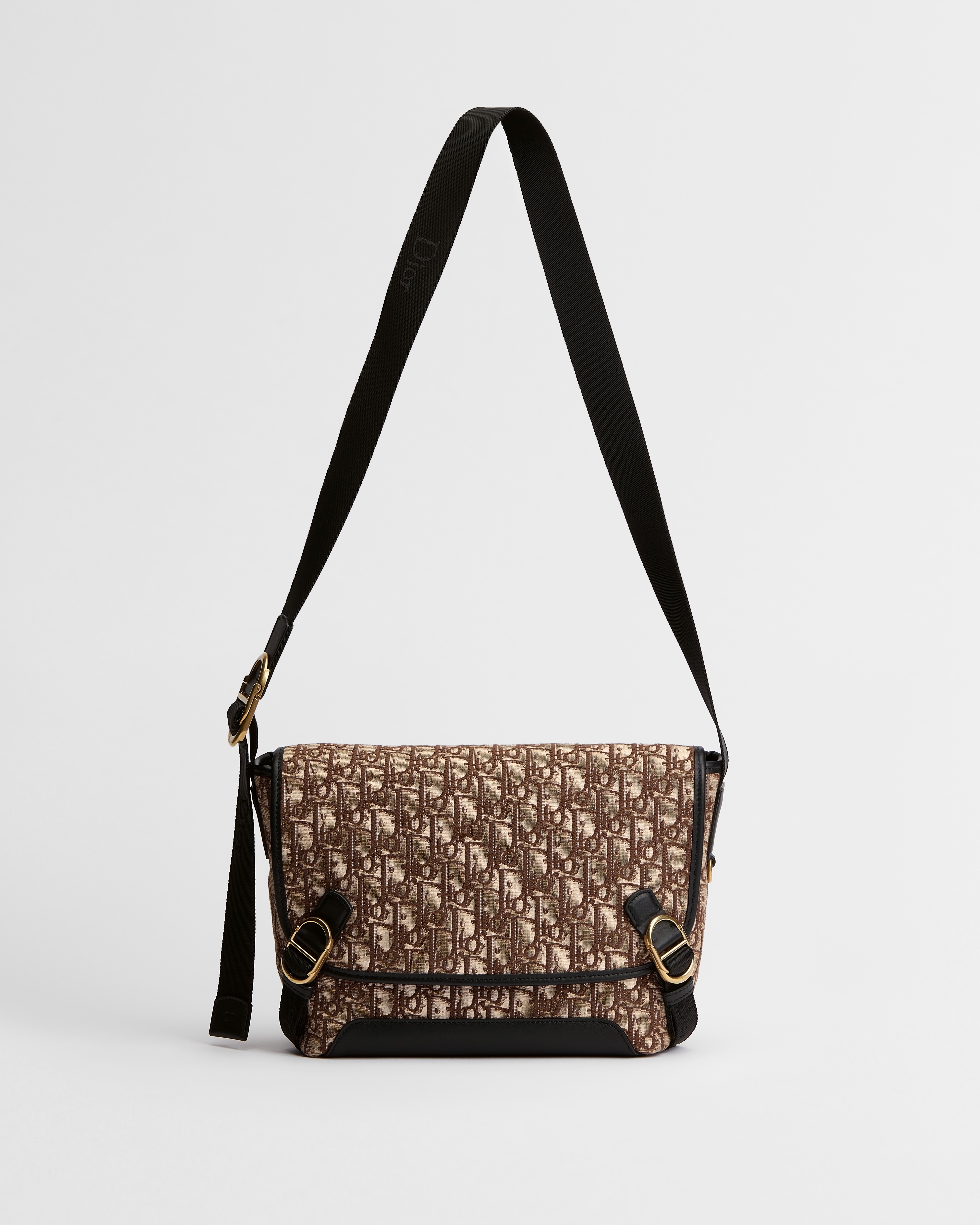 Kleine Dior Jett Messenger Tasche mit Umschlagklappe Dior Oblique Jacquard in Braun E07