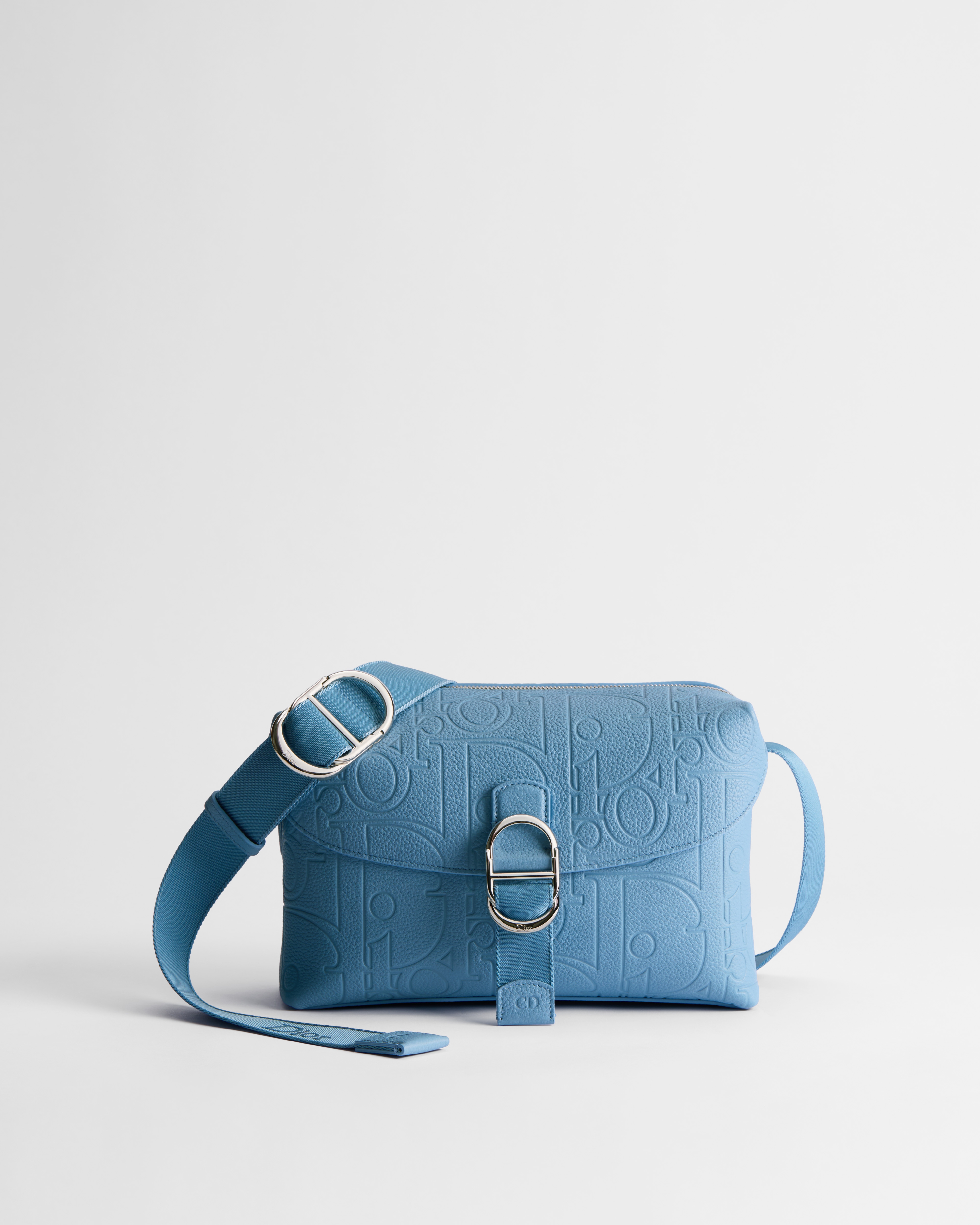 Sac Messenger zippé Dior Jett Cuir Dior Gravity bleu Myosotis E01